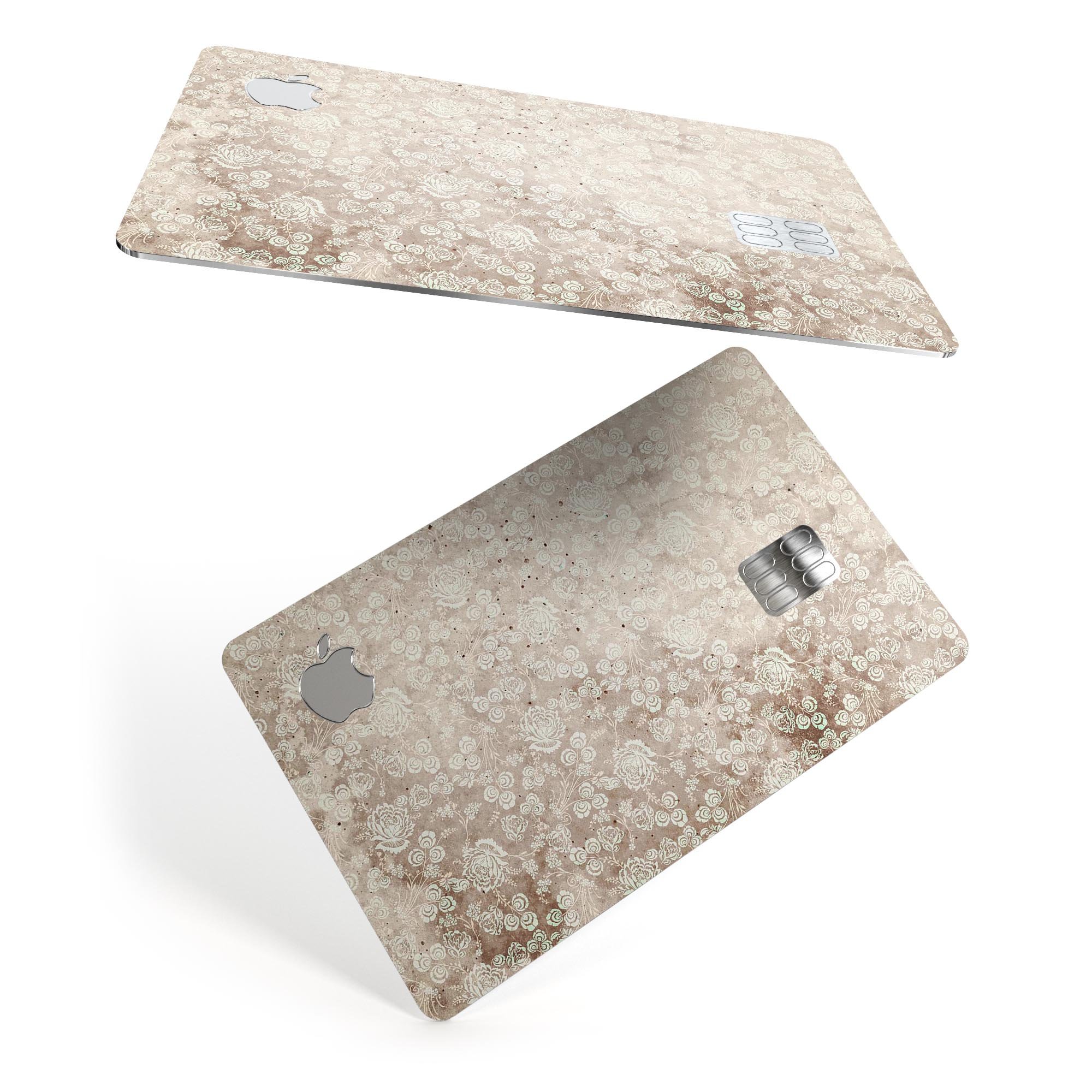 Grungy Faded Floral Pattern skin for Apple Card, showcasing a stylish design with vibrant colors and a protective vinyl finish.