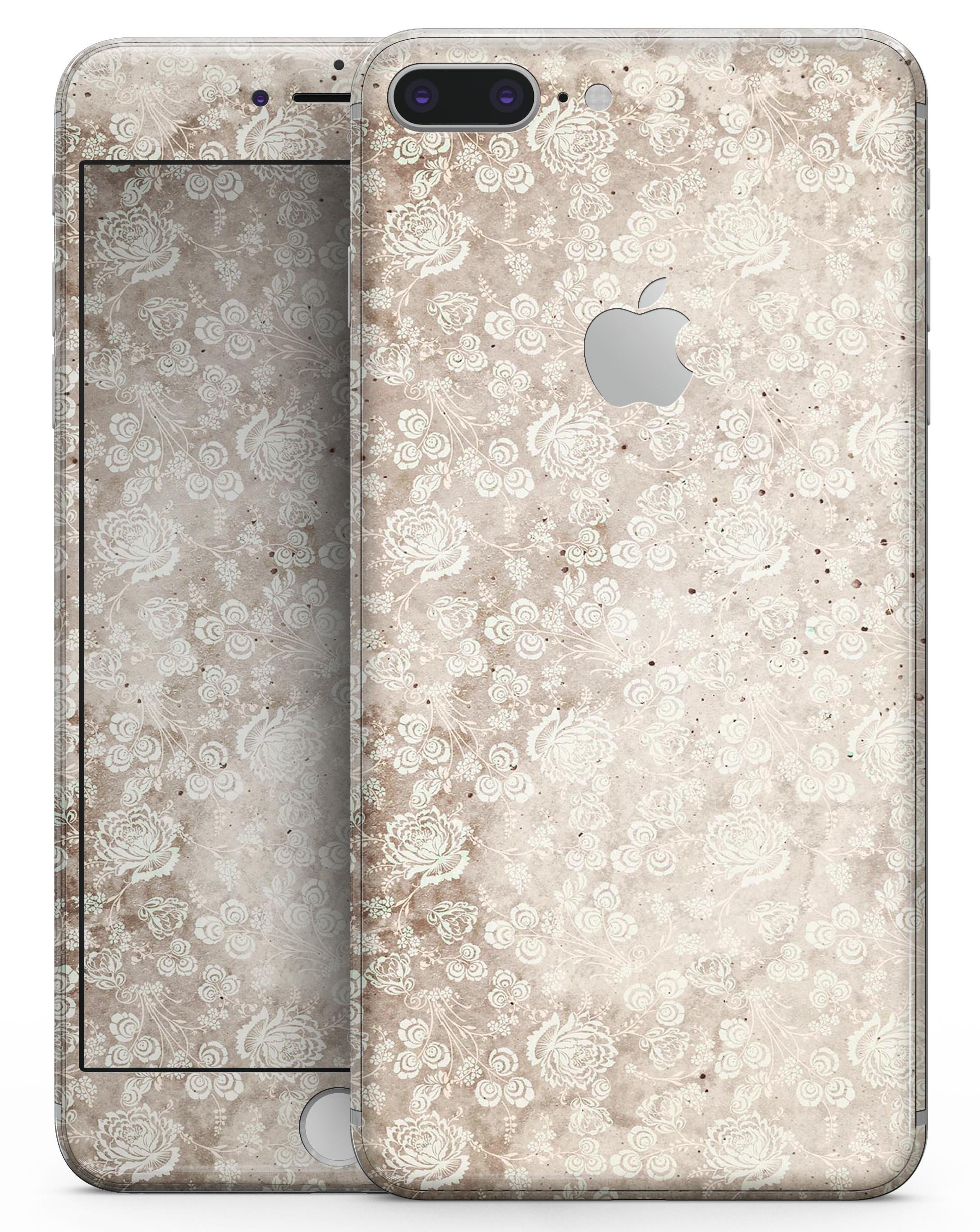 Grungy Faded Floral Pattern skin for iPhone 8 or 8 Plus, showcasing vibrant floral design on a sleek device.