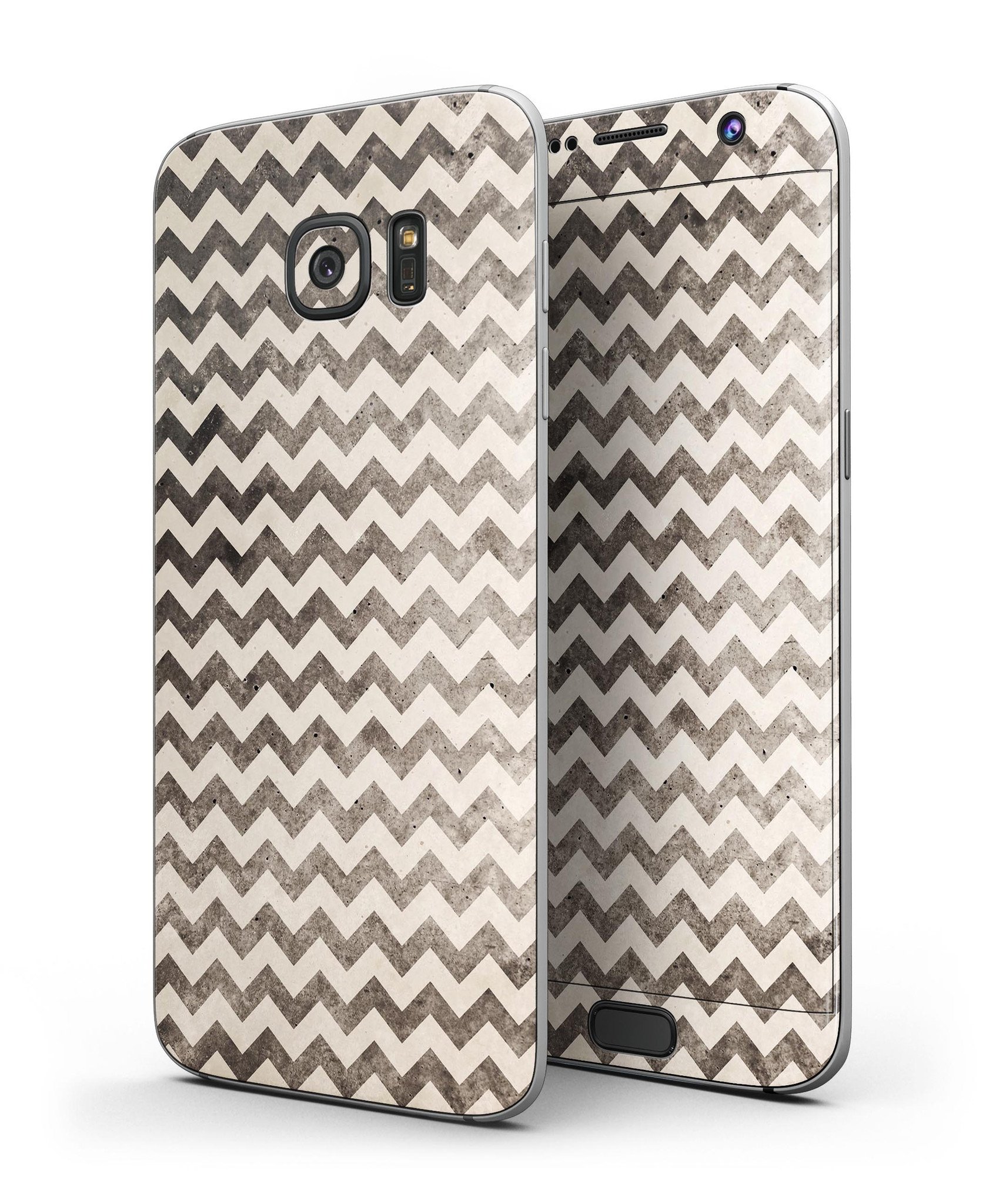 Grungy Faded Horizontal Chevron Pattern Skin-Kit for Samsung Galaxy S7/S7 Edge, showcasing stylish design and full-body coverage.