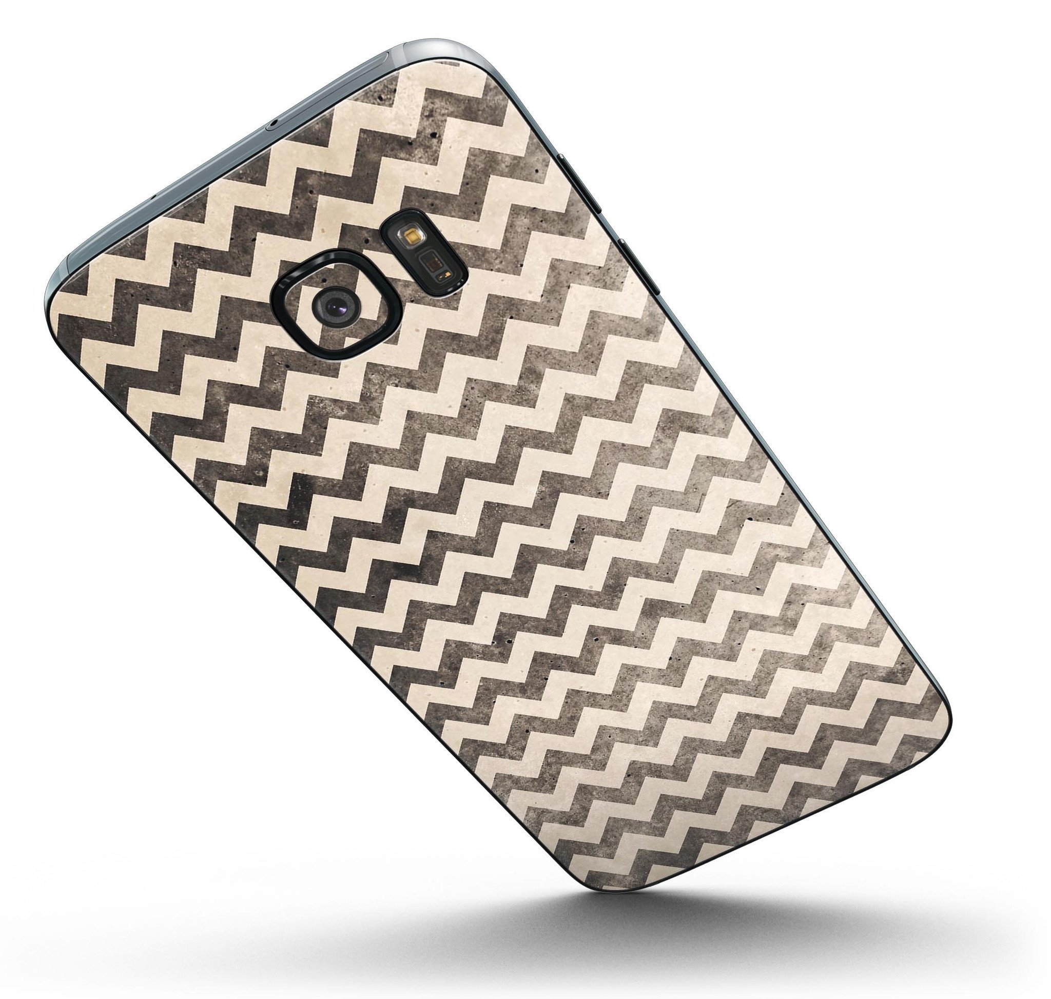 Grungy Faded Horizontal Chevron Pattern Skin-Kit for Samsung Galaxy S7/S7 Edge, showcasing stylish design and full-body coverage.