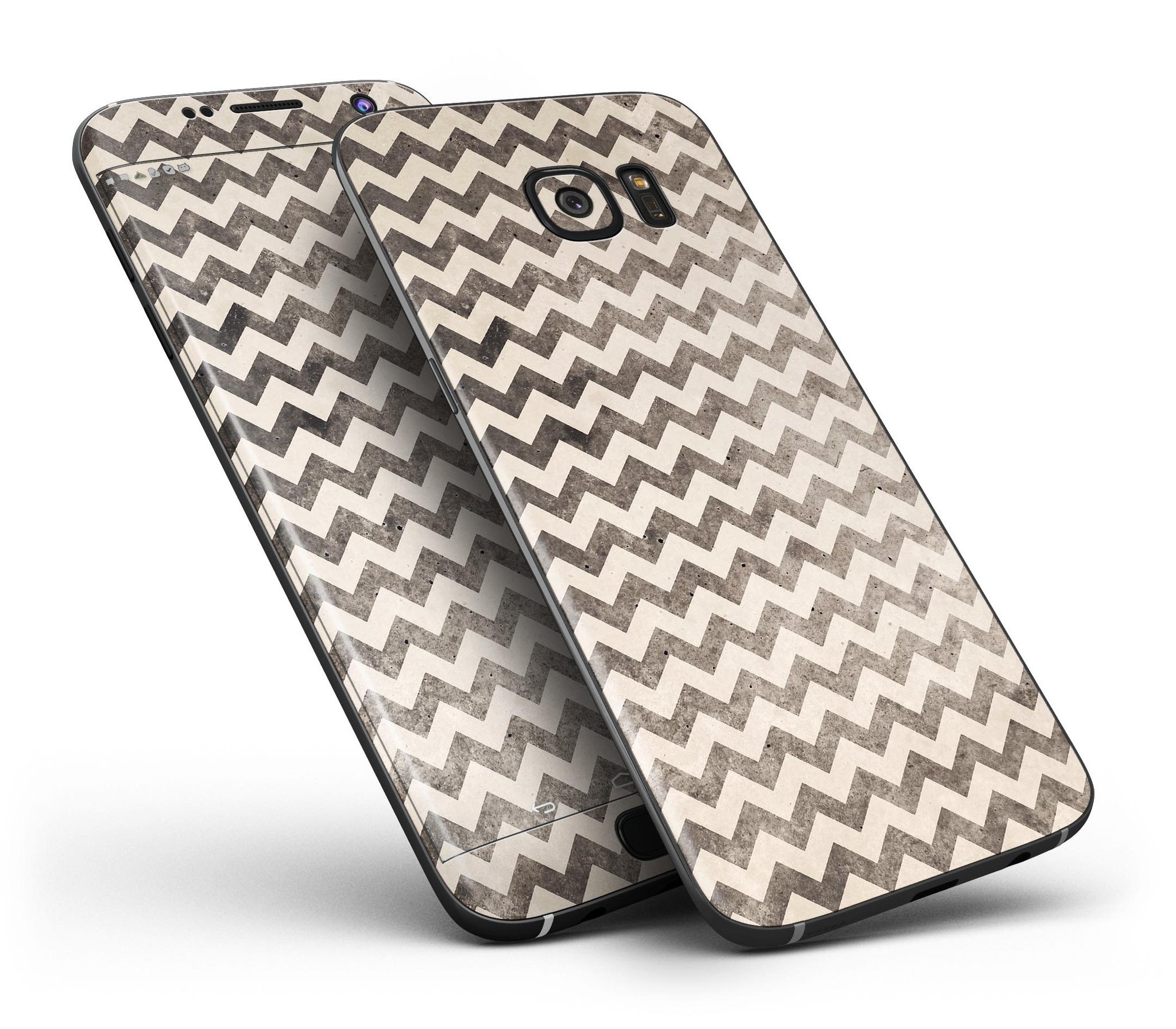 Grungy Faded Horizontal Chevron Pattern Skin-Kit for Samsung Galaxy S7/S7 Edge, showcasing stylish design and full-body coverage.