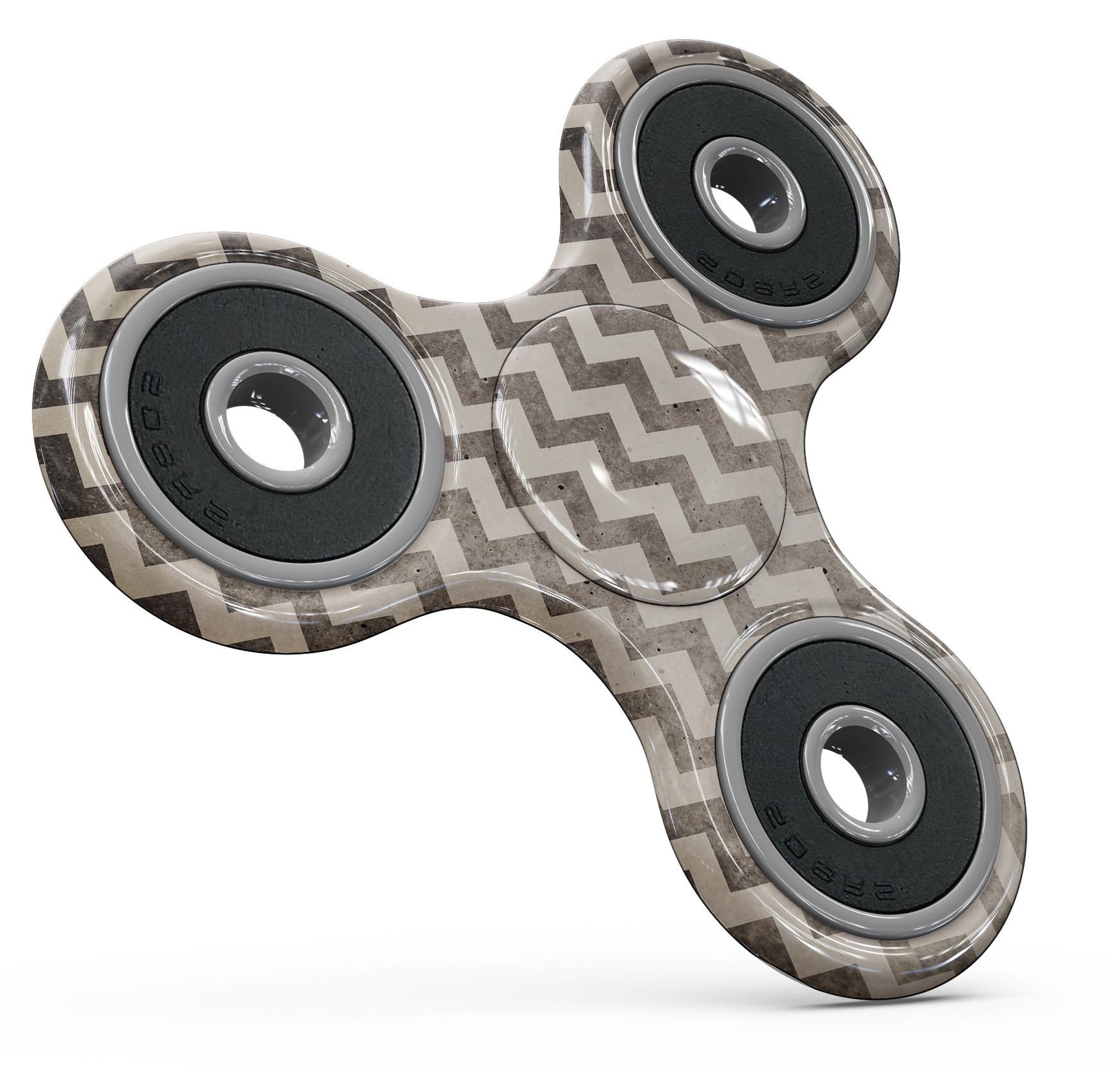 Grungy Faded Horizontal Chevron Pattern skin for fidget spinner, showcasing a stylish design with vibrant colors and a textured finish.