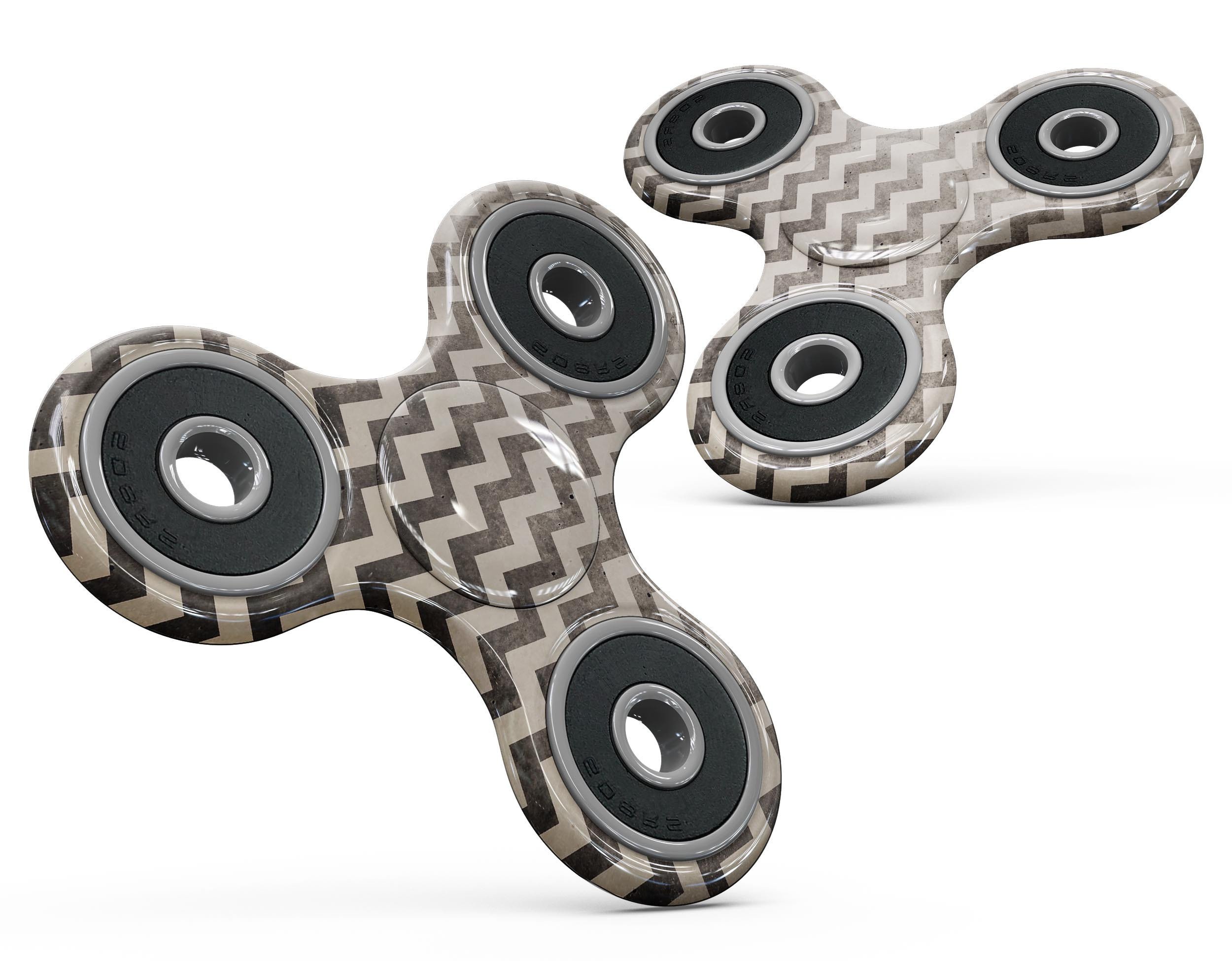 Grungy Faded Horizontal Chevron Pattern skin for fidget spinner, showcasing a stylish design with vibrant colors and a textured finish.