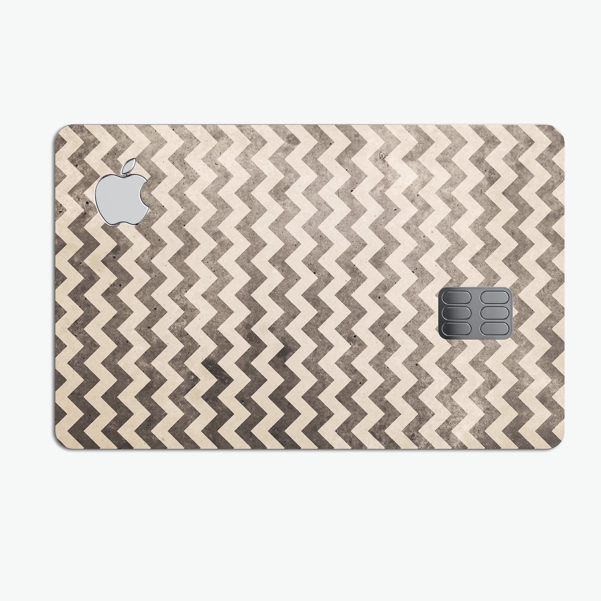 Grungy Faded Horizontal Chevron Pattern decal on an Apple Card, showcasing its stylish design and protective features.