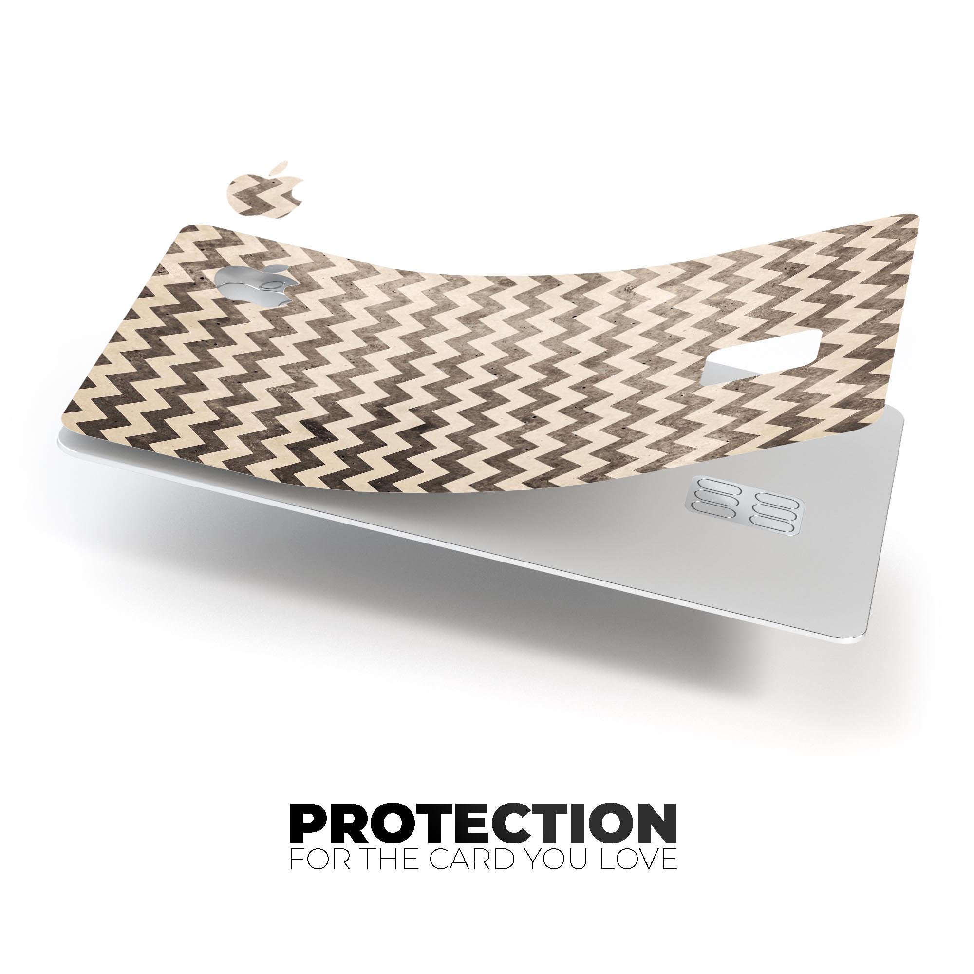 Grungy Faded Horizontal Chevron Pattern decal on an Apple Card, showcasing its stylish design and protective features.