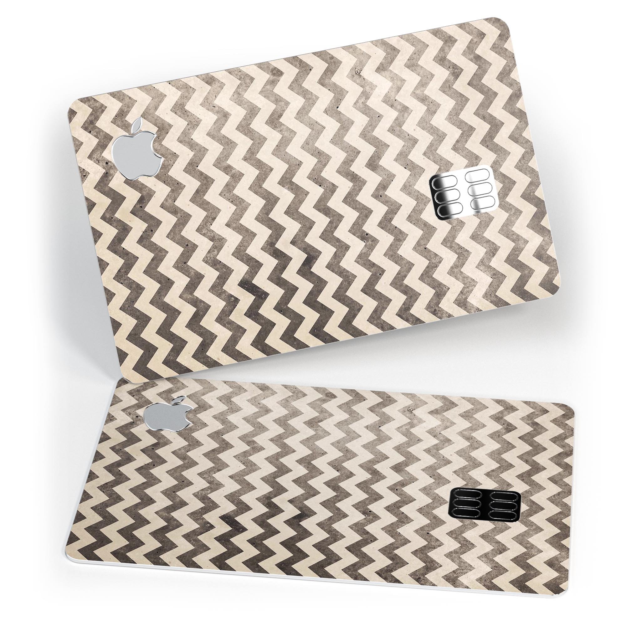 Grungy Faded Horizontal Chevron Pattern decal on an Apple Card, showcasing its stylish design and protective features.