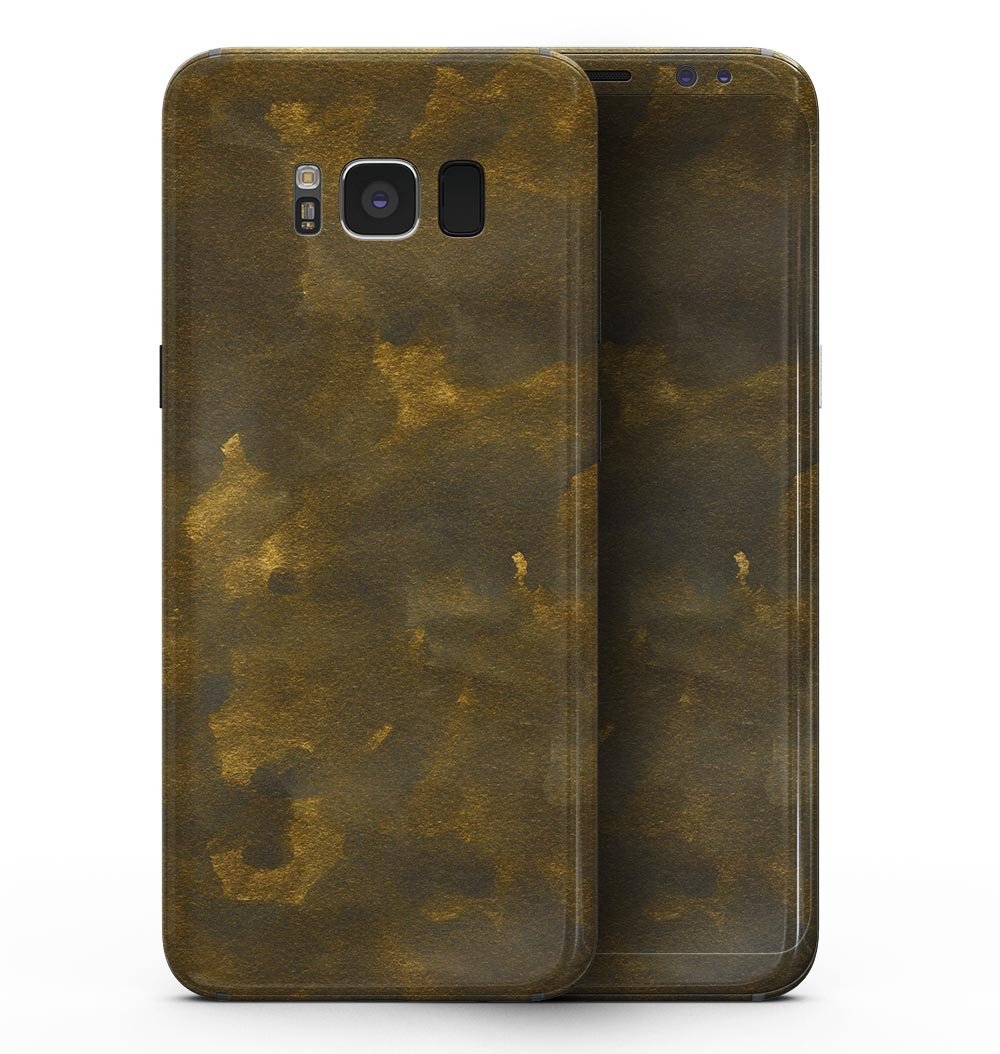 Grungy Golden Fog V1 skin applied on Samsung Galaxy S8, showcasing a stylish design with a textured golden fog pattern.