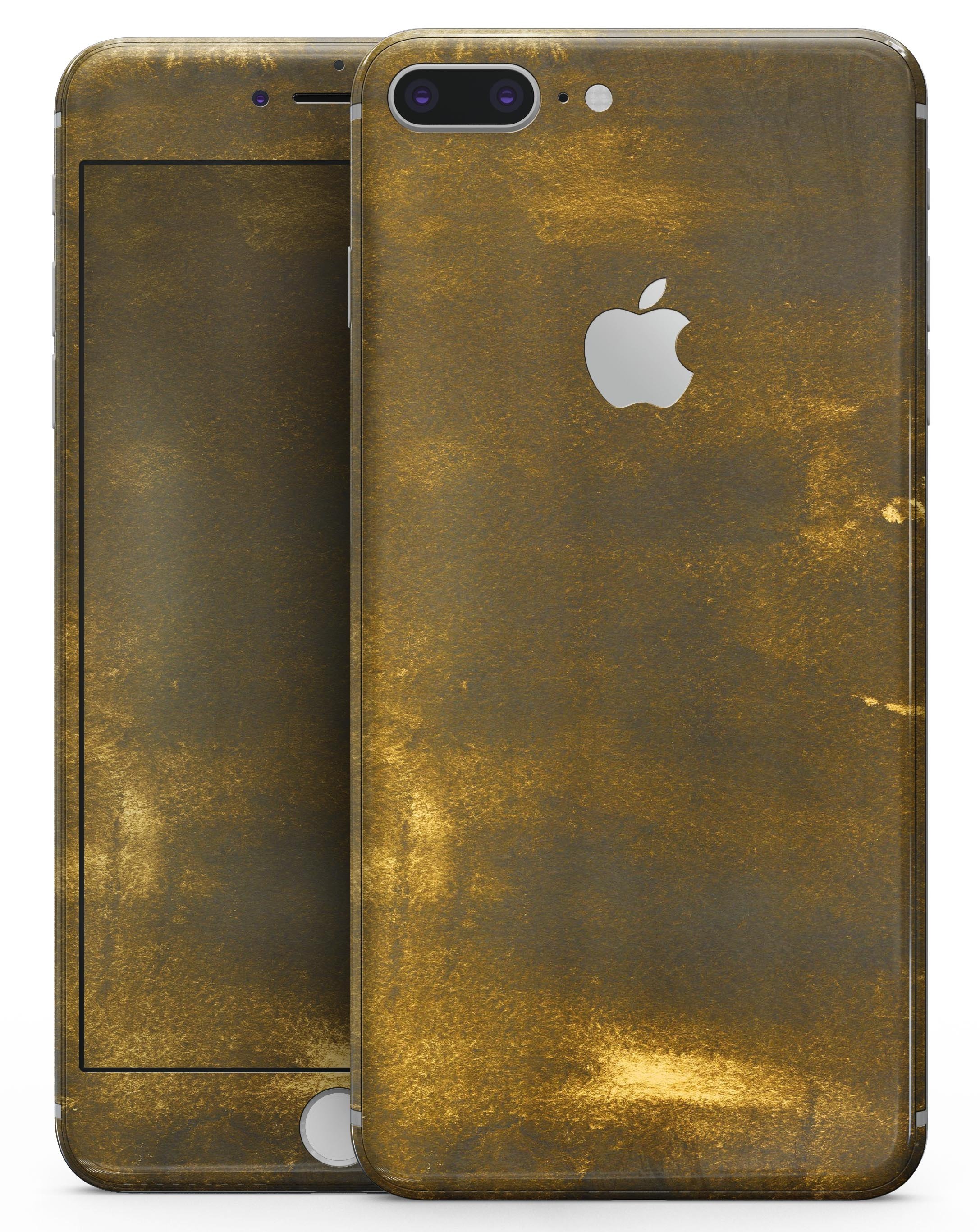 Grungy Golden Smoke skin-kit for iPhone 8 and 8 Plus, showcasing a stylish design with a glossy finish.