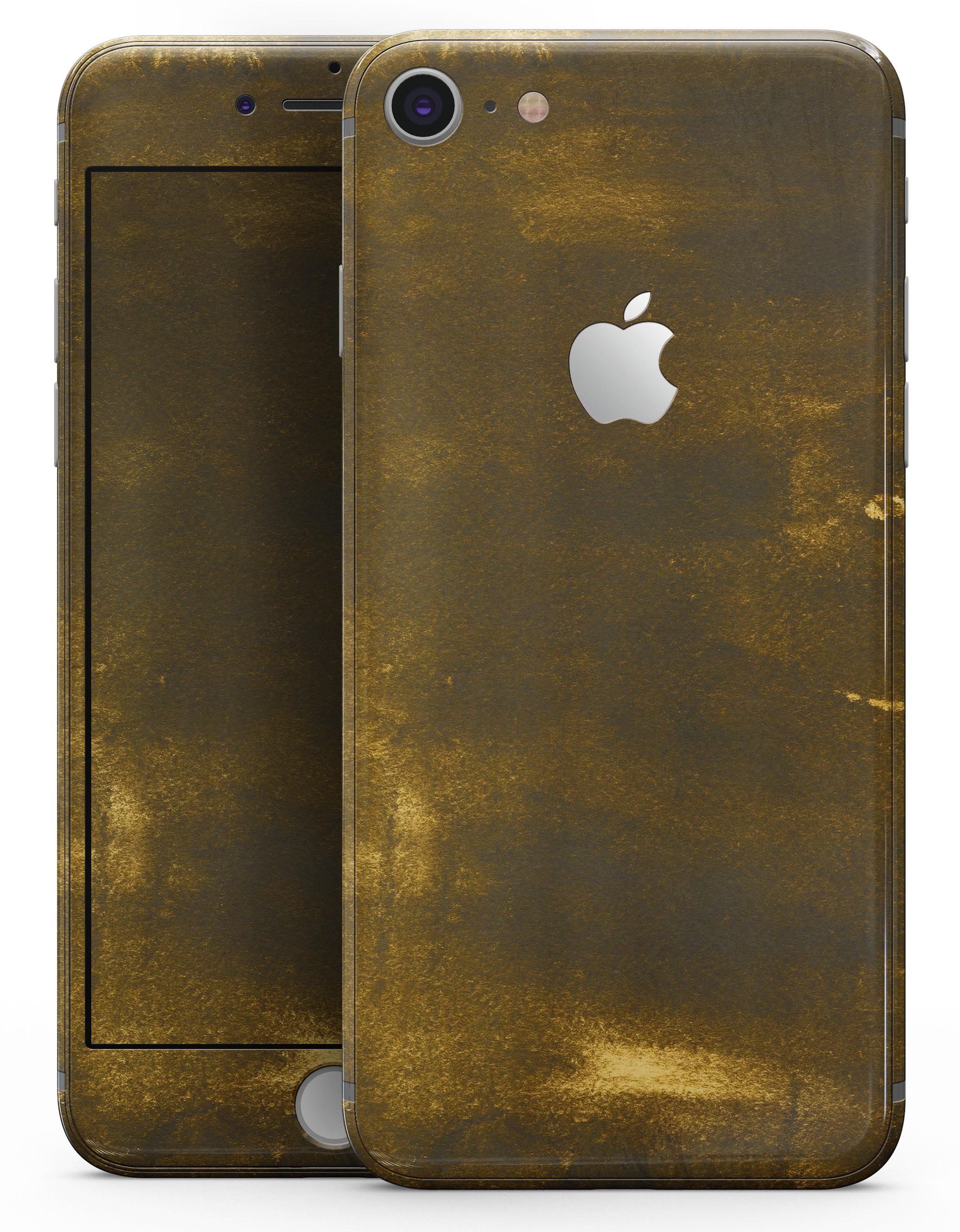 Grungy Golden Smoke skin-kit for iPhone 8 and 8 Plus, showcasing a stylish design with a glossy finish.