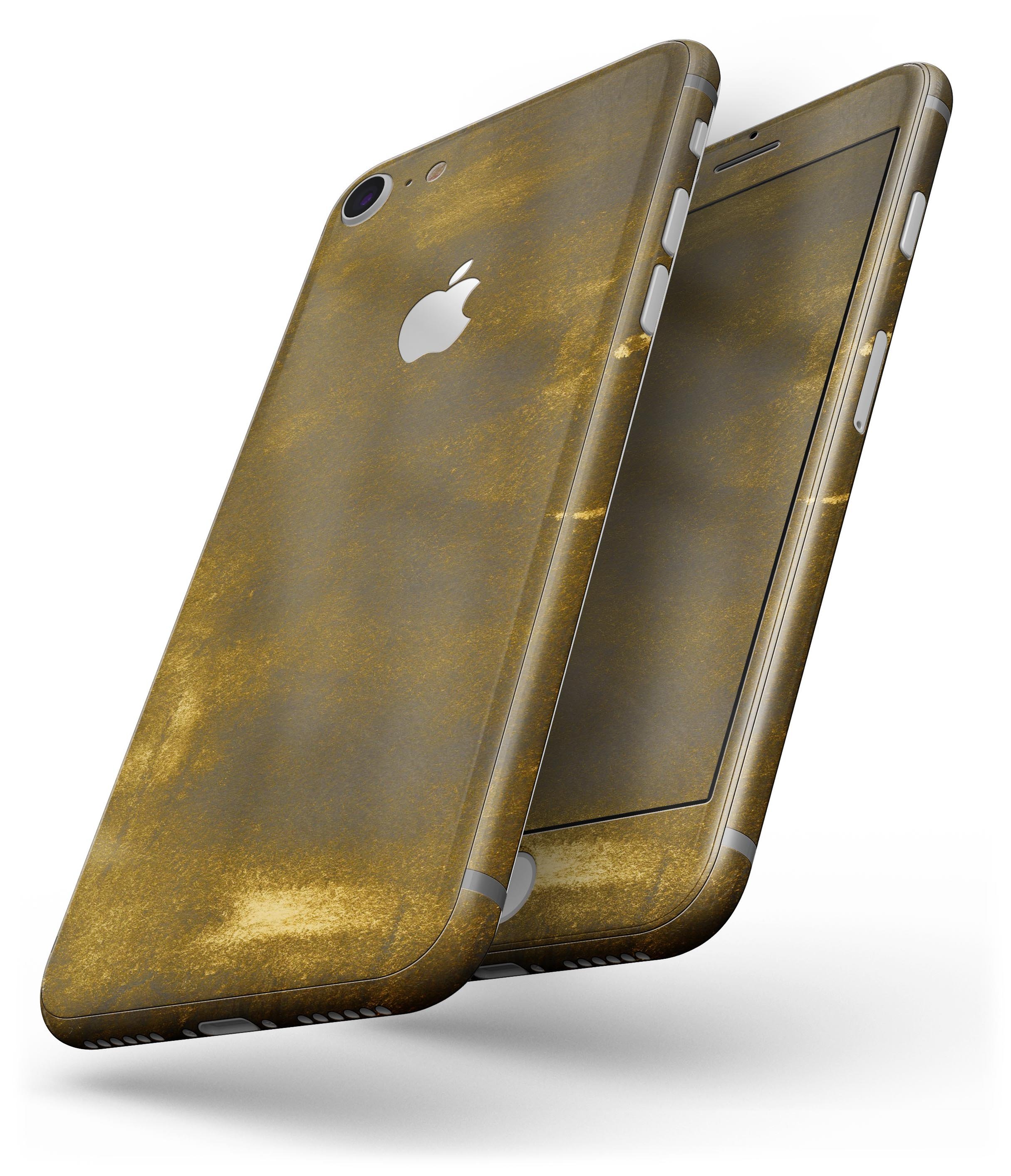 Grungy Golden Smoke skin-kit for iPhone 8 and 8 Plus, showcasing a stylish design with a glossy finish.