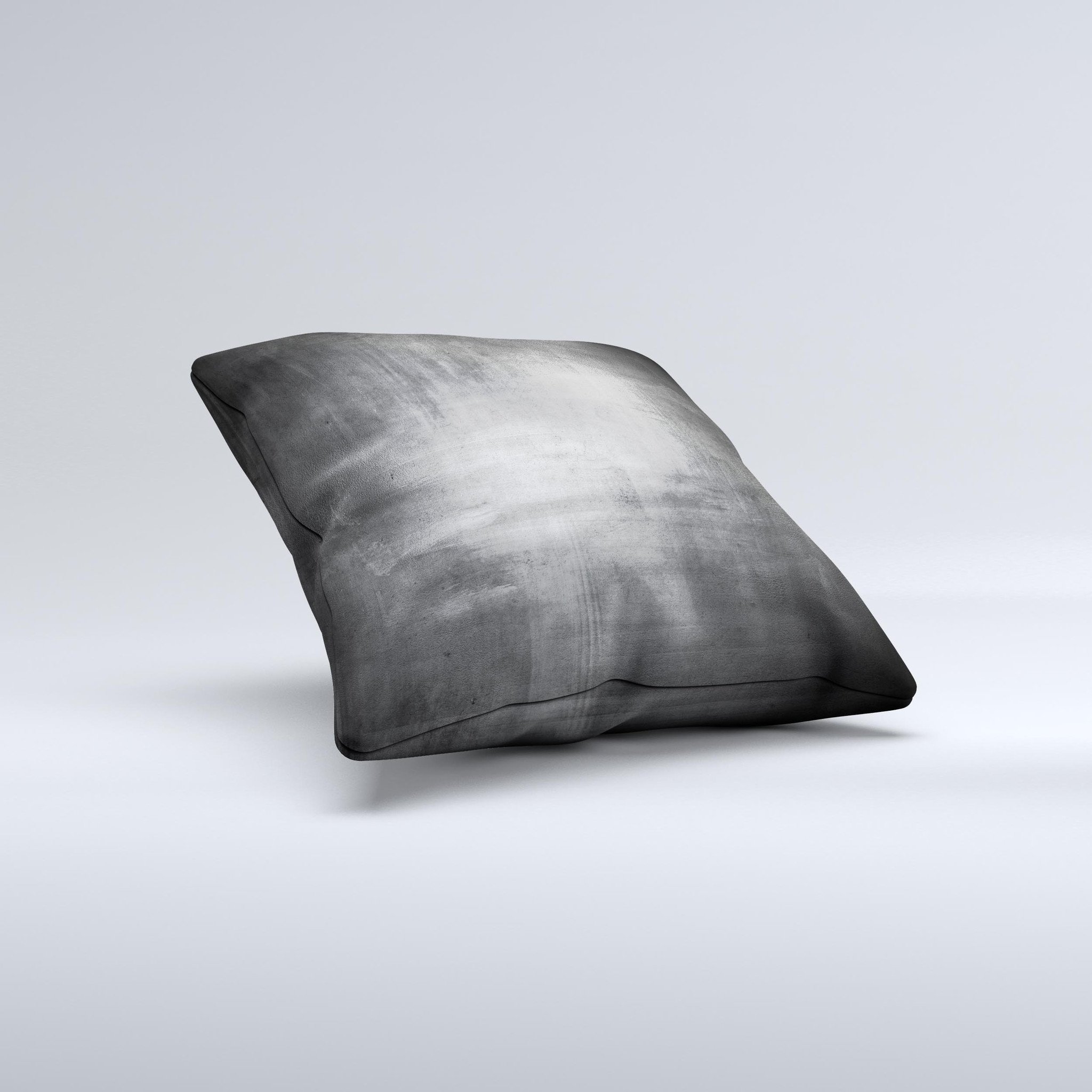 Grungy Gray Panel ink-Fuzed Decorative Throw Pillow showcasing a unique hand-produced design with a soft gray fabric finish.