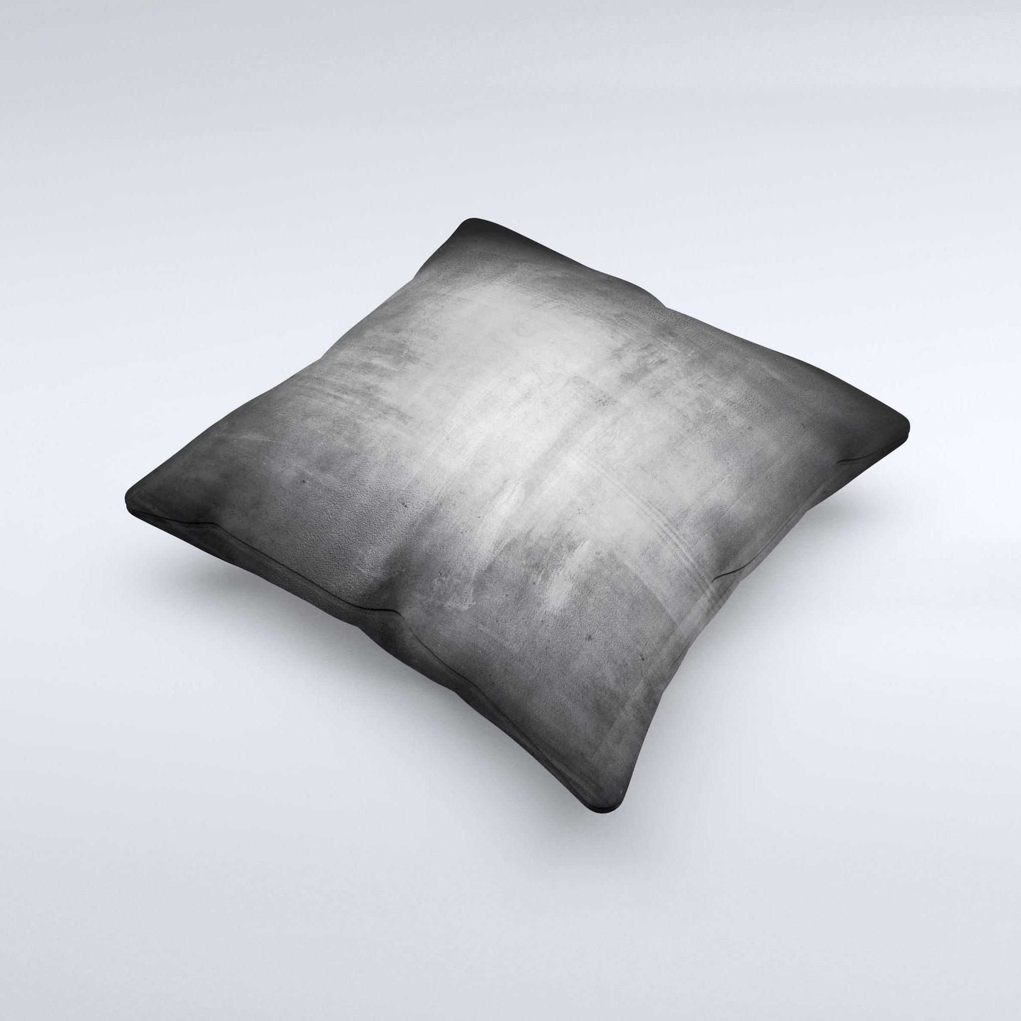 Grungy Gray Panel ink-Fuzed Decorative Throw Pillow showcasing a unique hand-produced design with a soft gray fabric finish.