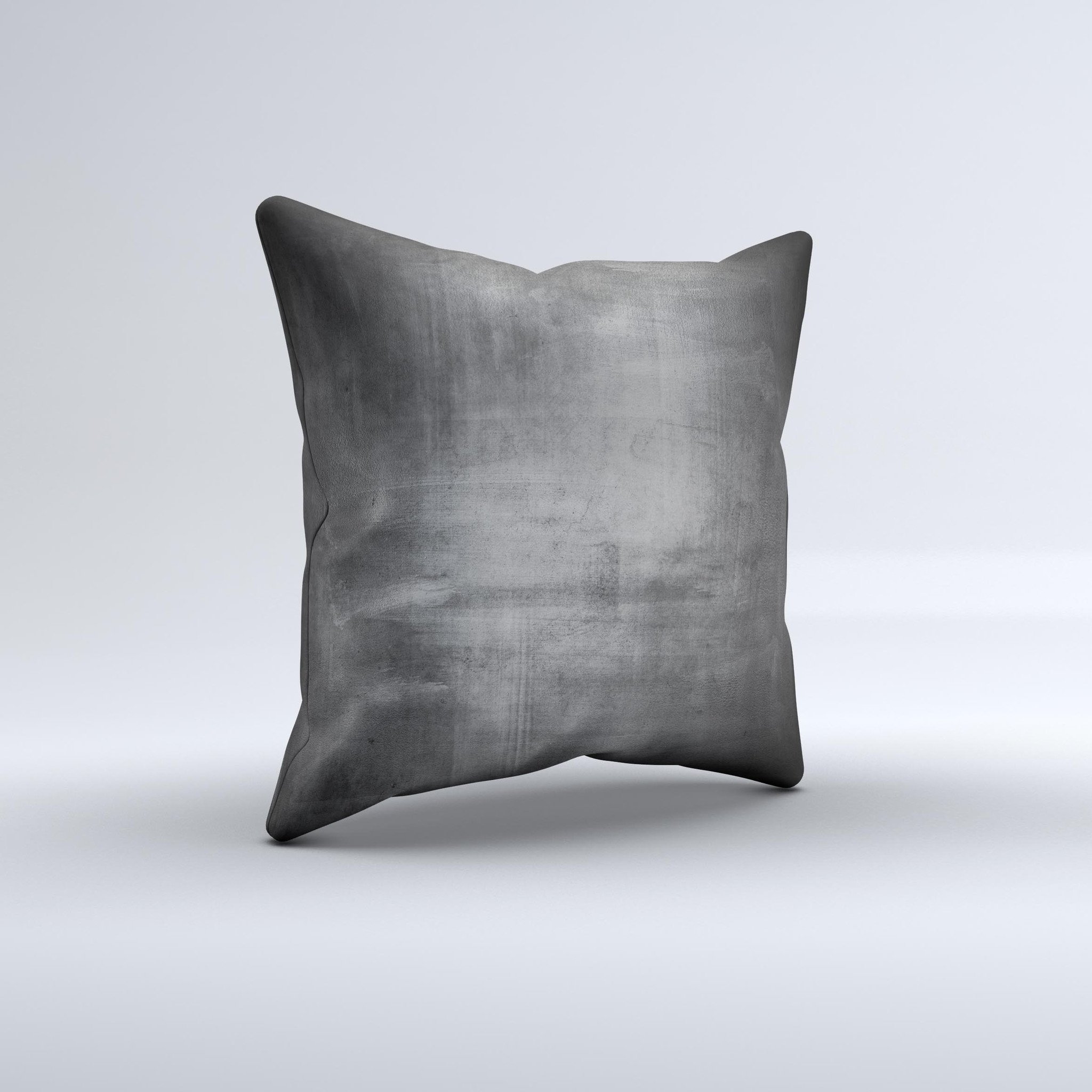 Grungy Gray Panel ink-Fuzed Decorative Throw Pillow showcasing a unique hand-produced design with a soft gray fabric finish.