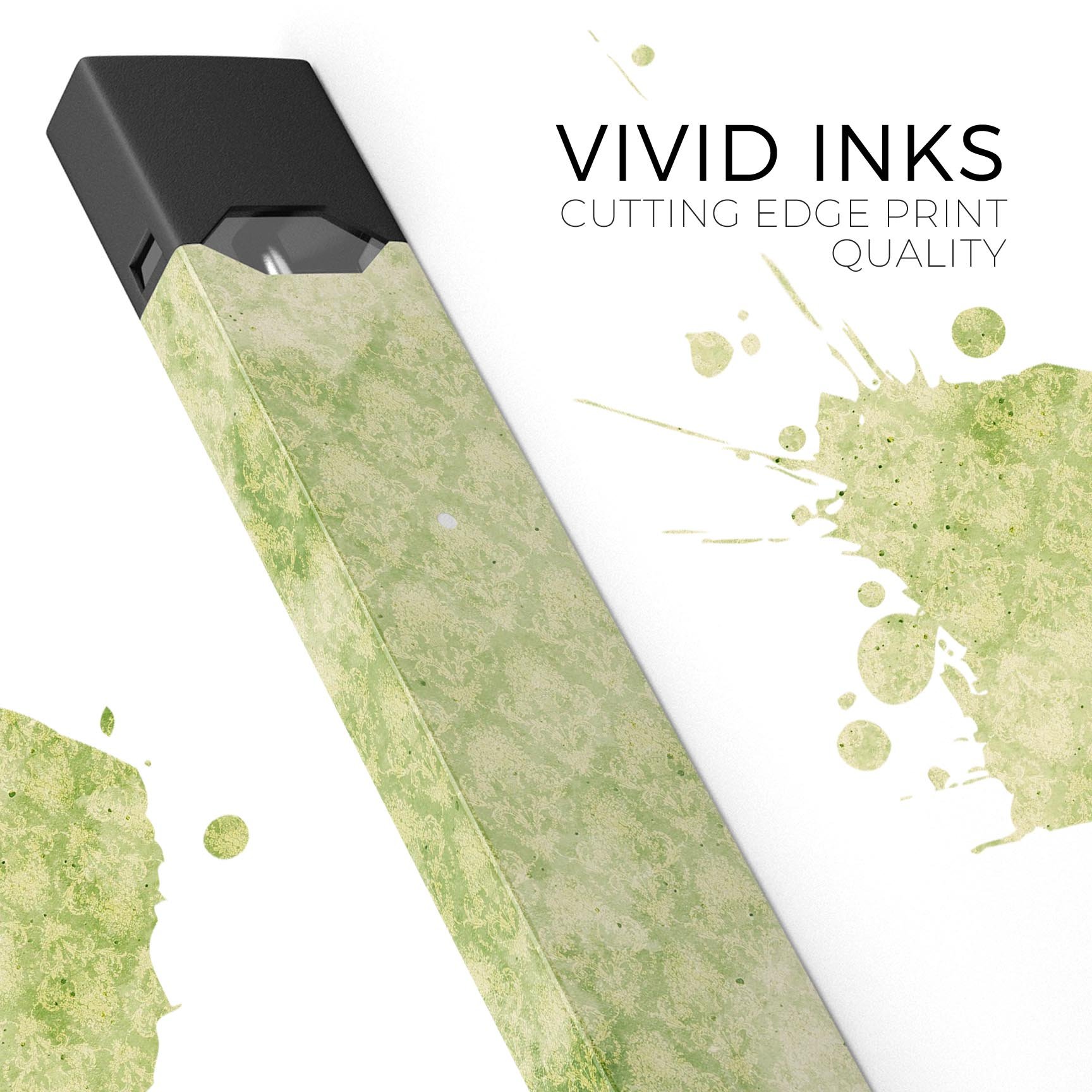 Grungy Green Faded Damask Pattern decal skin for JUUL vaping device, showcasing intricate design and premium quality.