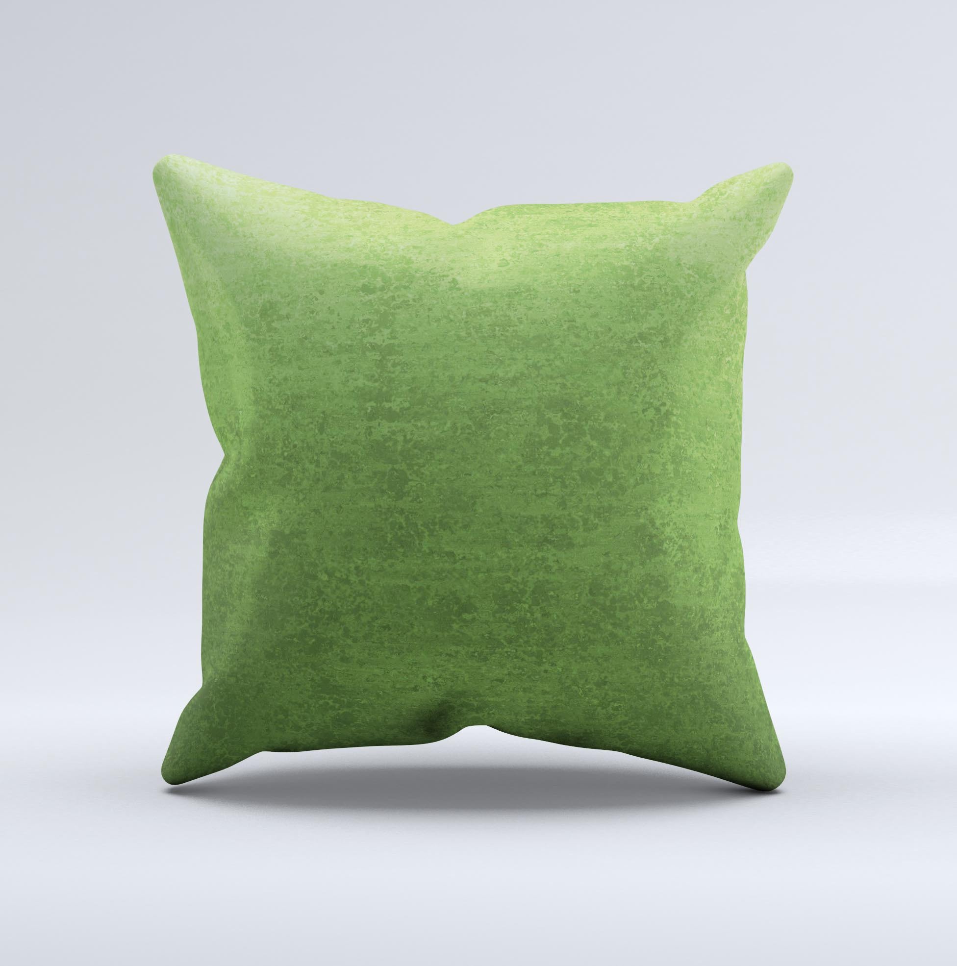 Grungy Green Surface ink-Fuzed Decorative Throw Pillow showcasing unique hand-produced design and high-quality fabric.