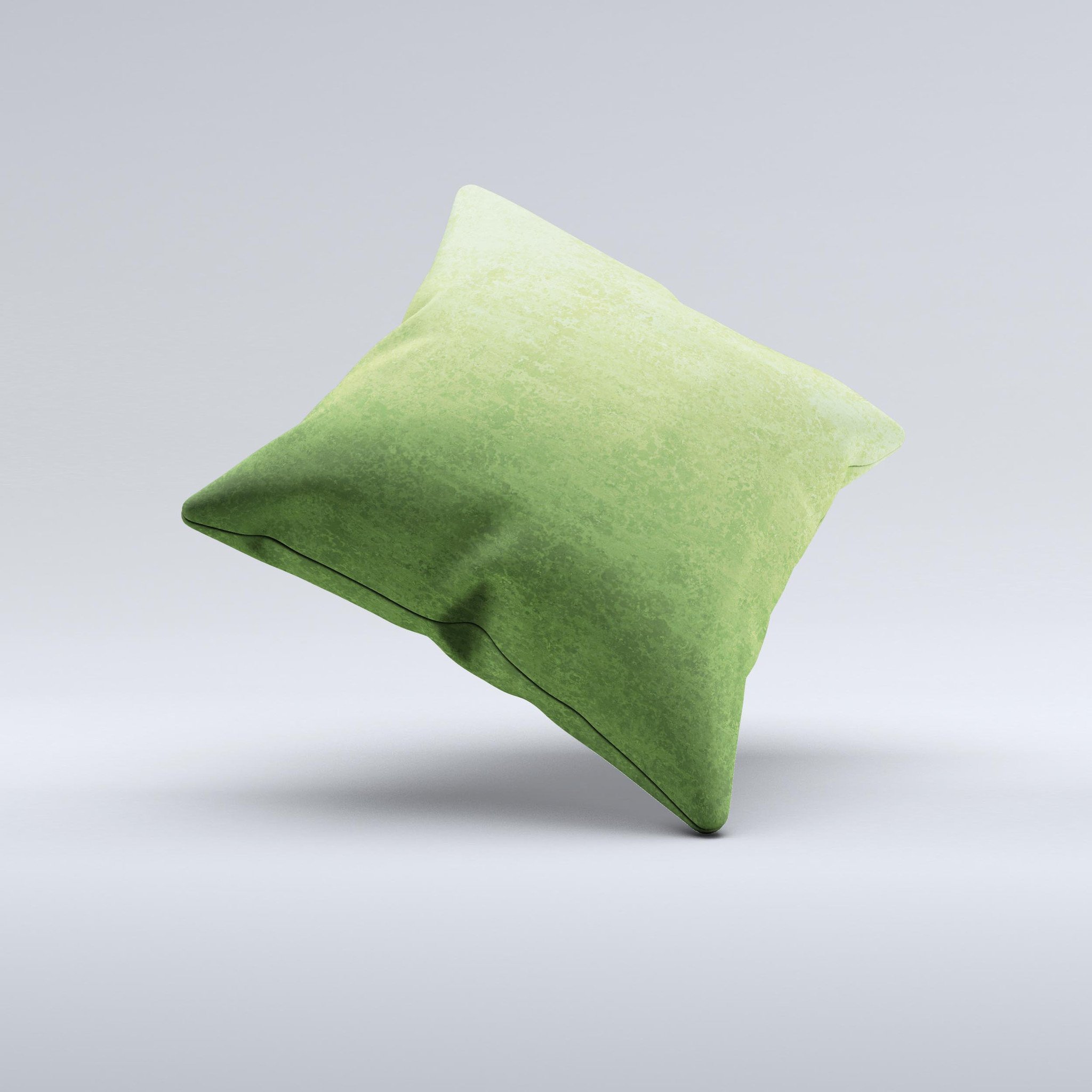 Grungy Green Surface ink-Fuzed Decorative Throw Pillow showcasing unique hand-produced design and high-quality fabric.