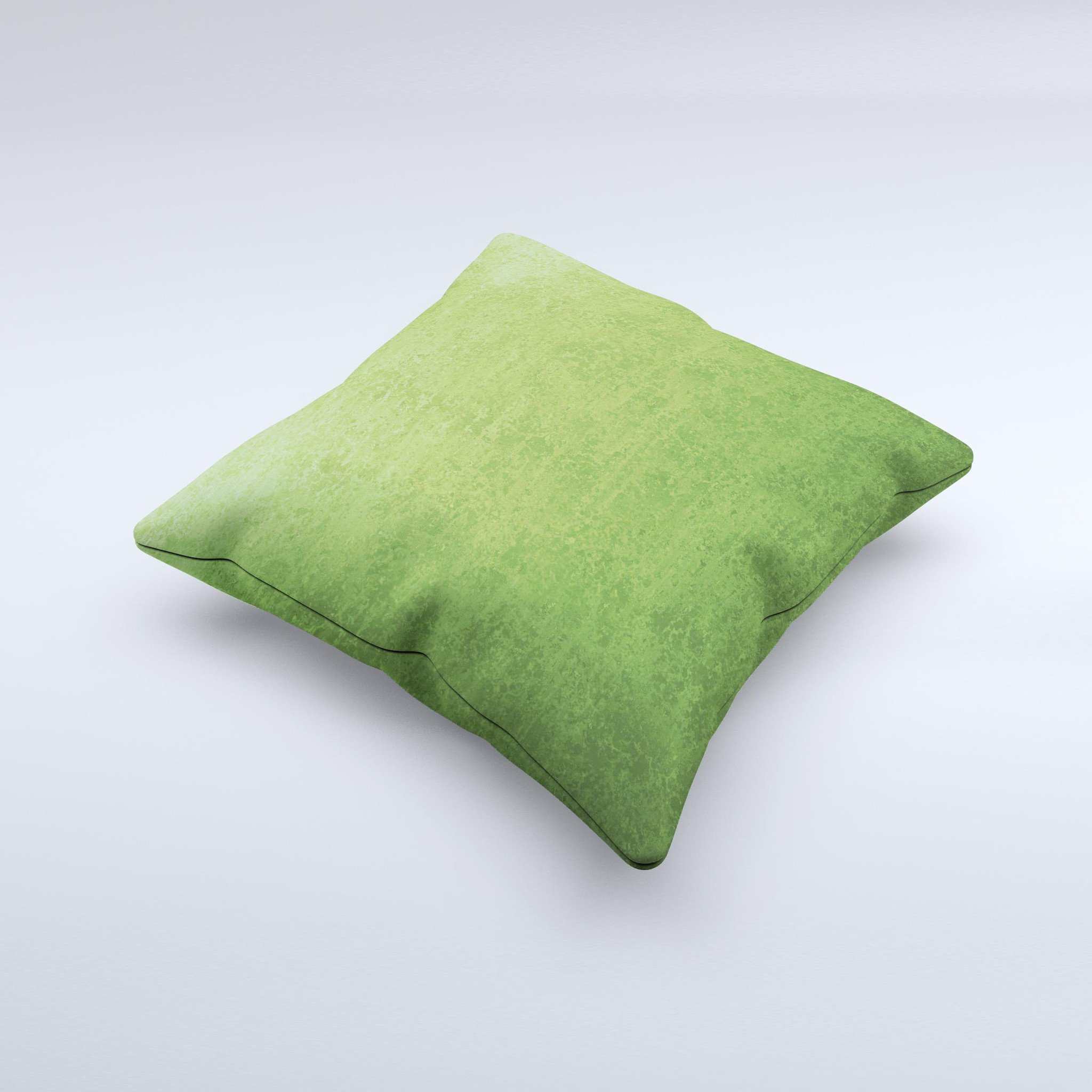 Grungy Green Surface ink-Fuzed Decorative Throw Pillow showcasing unique hand-produced design and high-quality fabric.