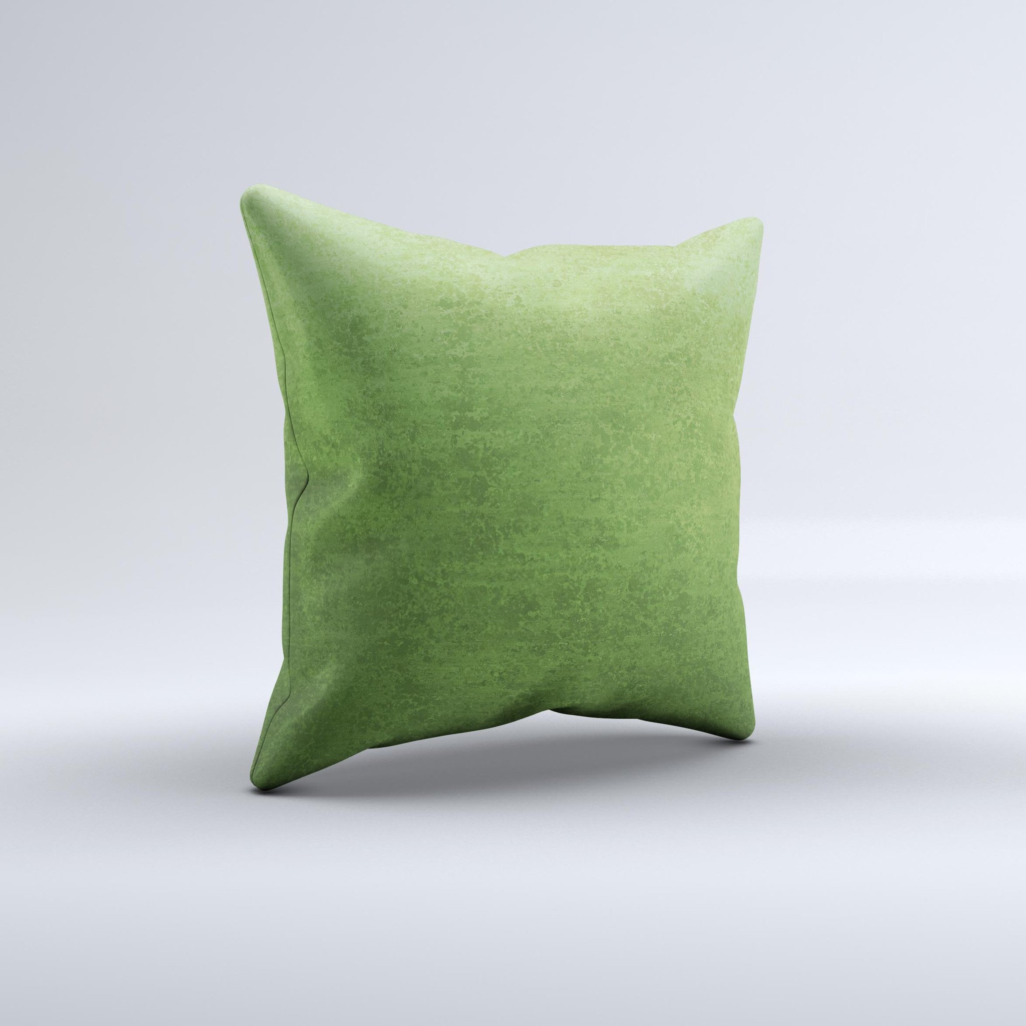 Grungy Green Surface ink-Fuzed Decorative Throw Pillow showcasing unique hand-produced design and high-quality fabric.