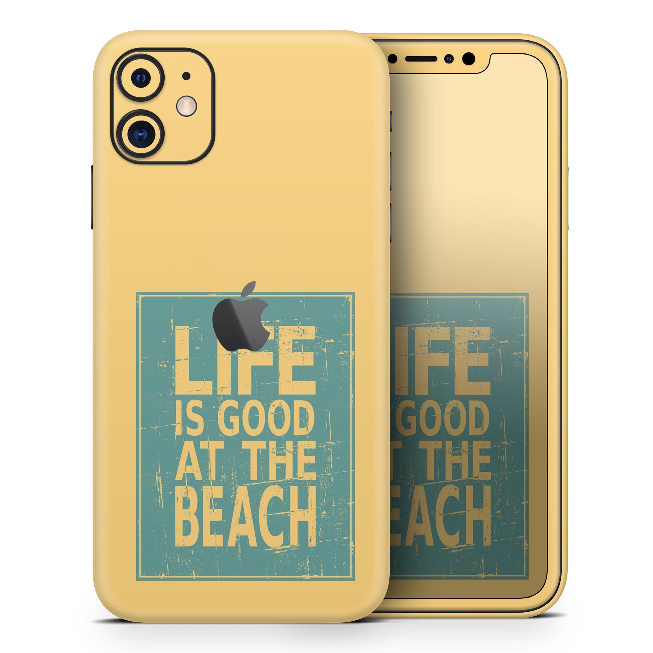 Grungy Life Is Good At The Beach Skin-Kit for Apple iPhone, showcasing vibrant design and premium vinyl material.