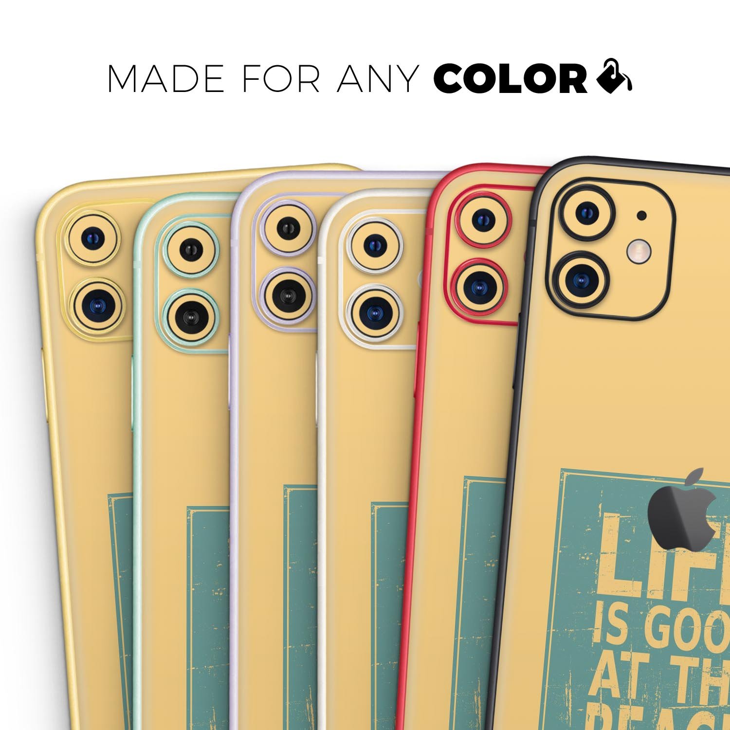 Grungy Life Is Good At The Beach Skin-Kit for Apple iPhone, showcasing vibrant design and premium vinyl material.