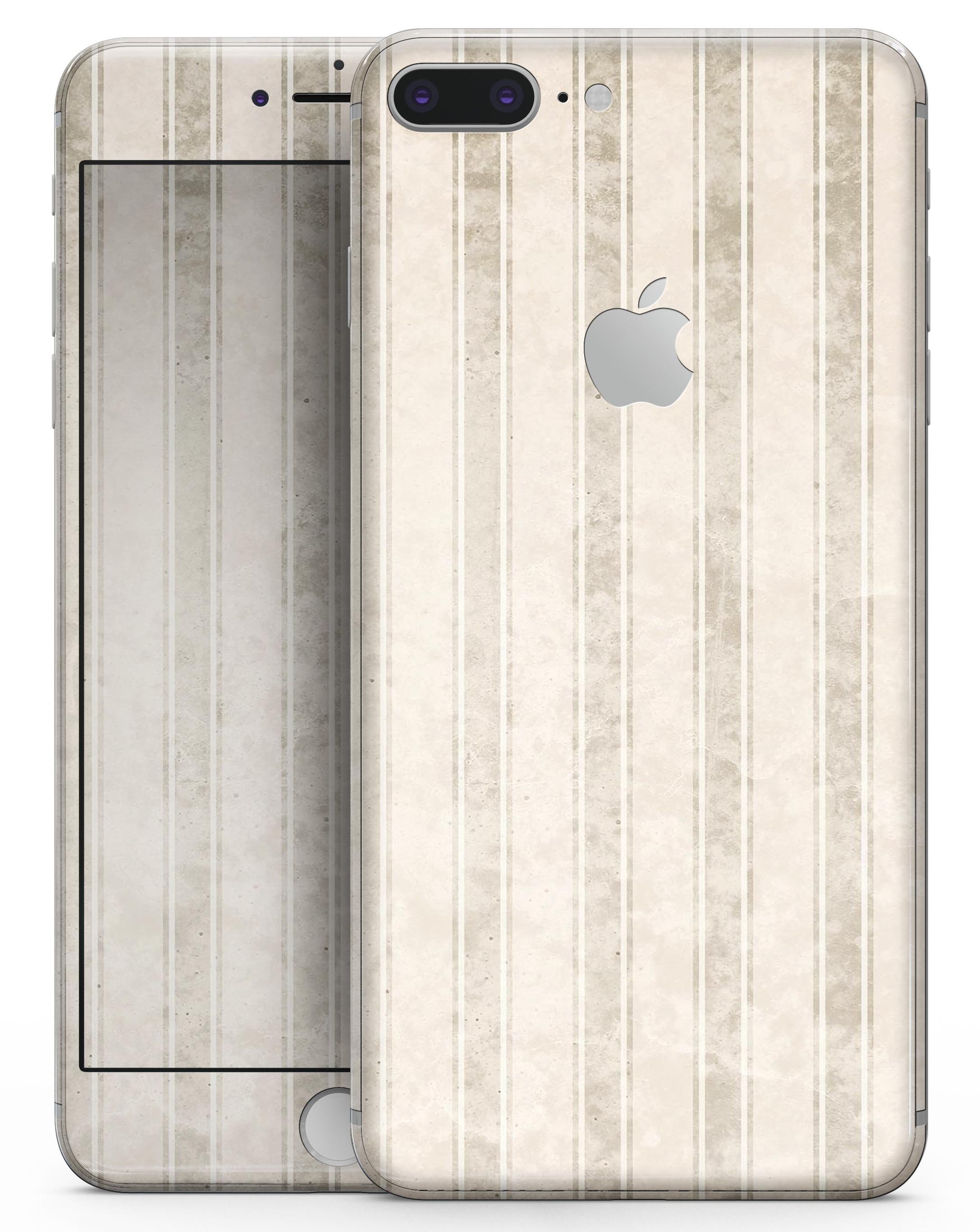 Grungy Neutral Vertical Stripes skin for iPhone 8 and 8 Plus, showcasing a stylish design with vertical stripes.