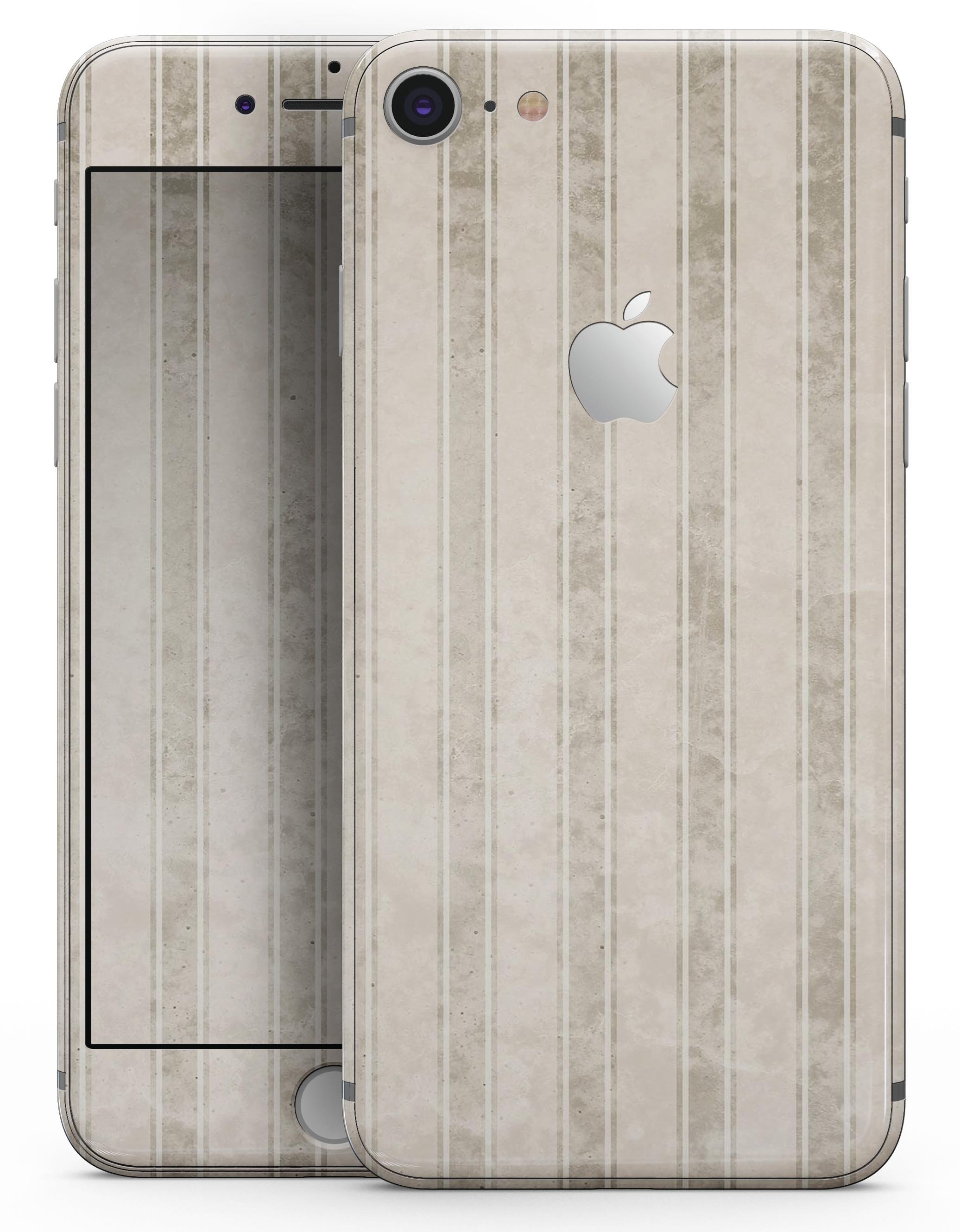 Grungy Neutral Vertical Stripes skin for iPhone 8 and 8 Plus, showcasing a stylish design with vertical stripes.