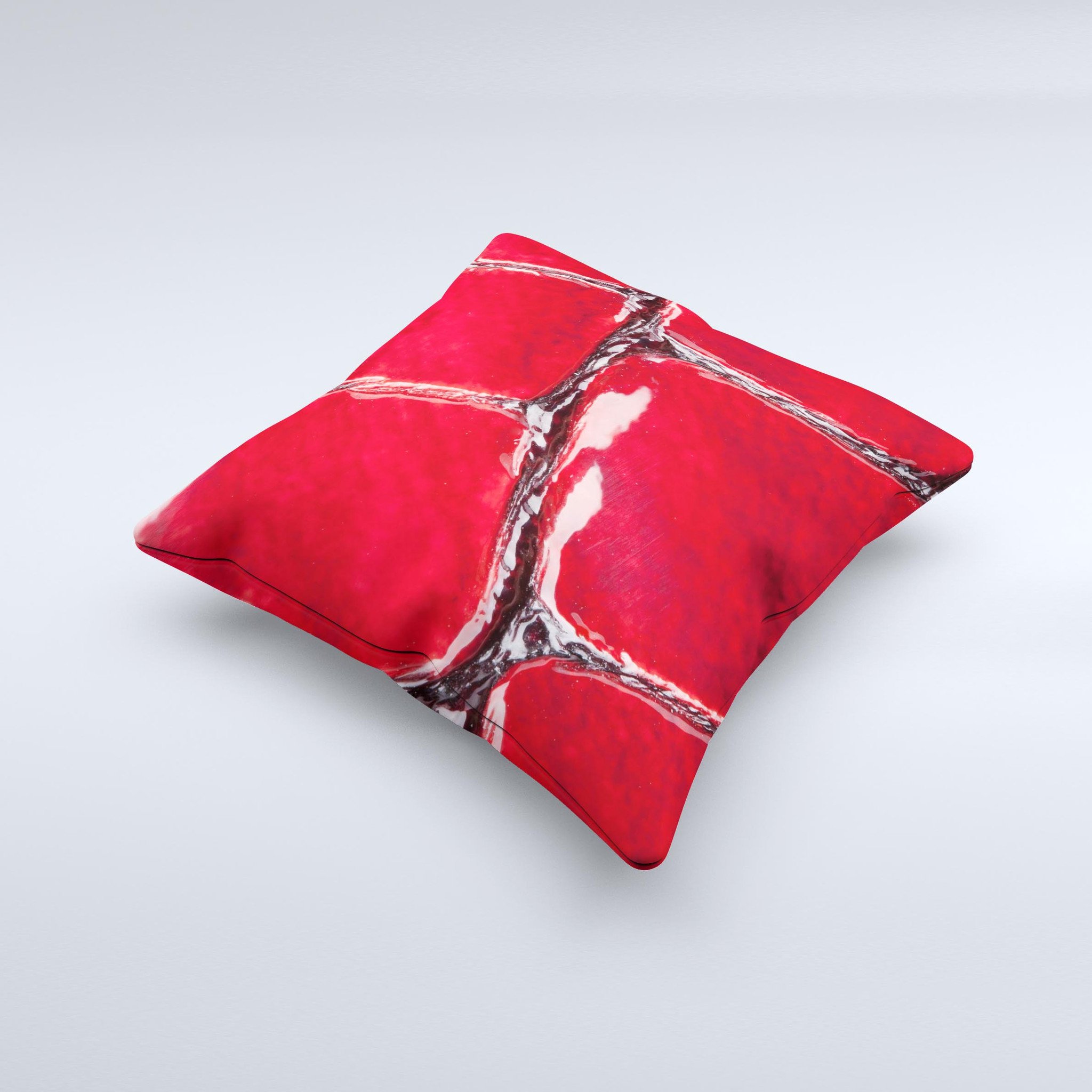 Grungy Red Scale Texture Ink-Fuzed Decorative Throw Pillow showcasing a vibrant red scale pattern, handcrafted in Virginia.