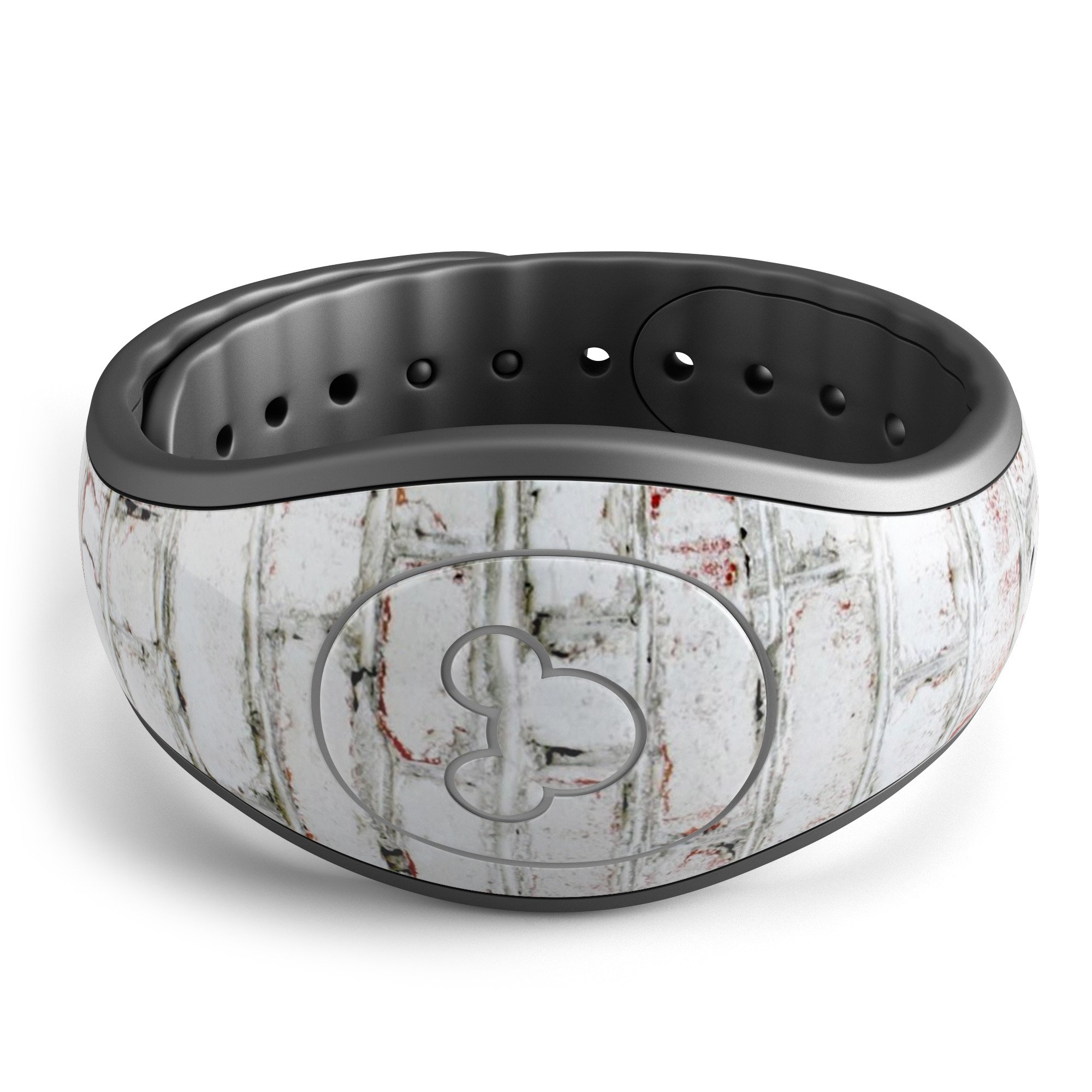 Grungy red and white brick wall decal skin wrap kit for Disney Magic Band, showcasing a stylish and protective design.