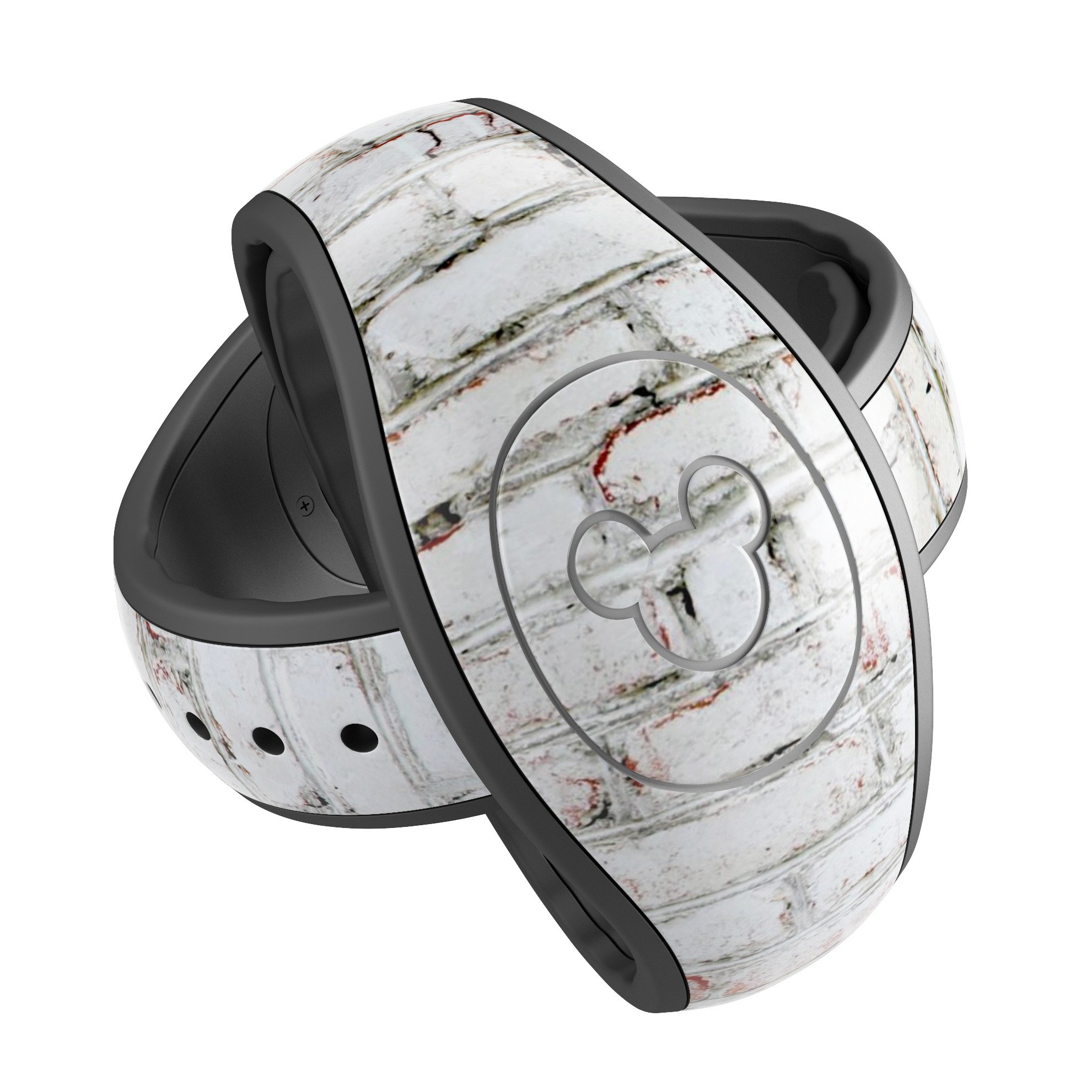 Grungy red and white brick wall decal skin wrap kit for Disney Magic Band, showcasing a stylish and protective design.