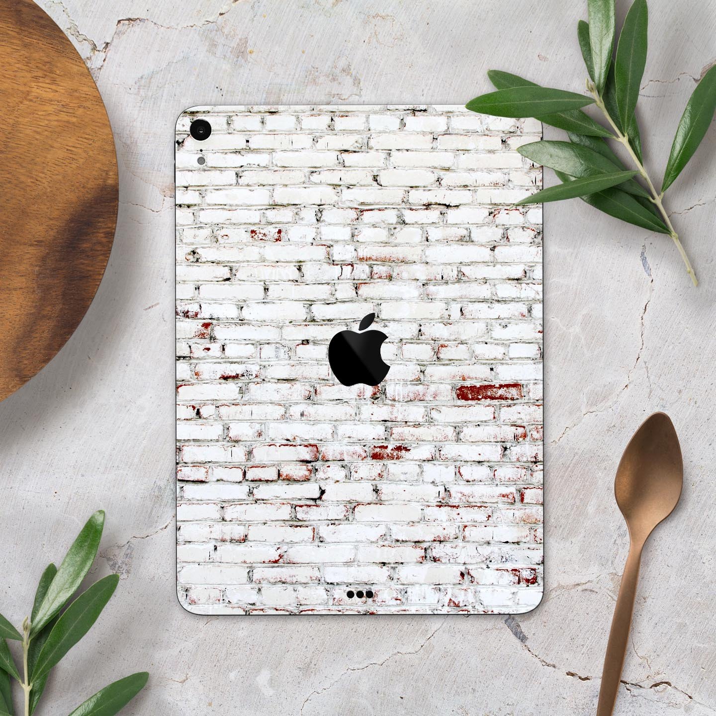 Grungy Red & White Brick Wall skin decal for Apple devices, showcasing a stylish design with a textured brick pattern.