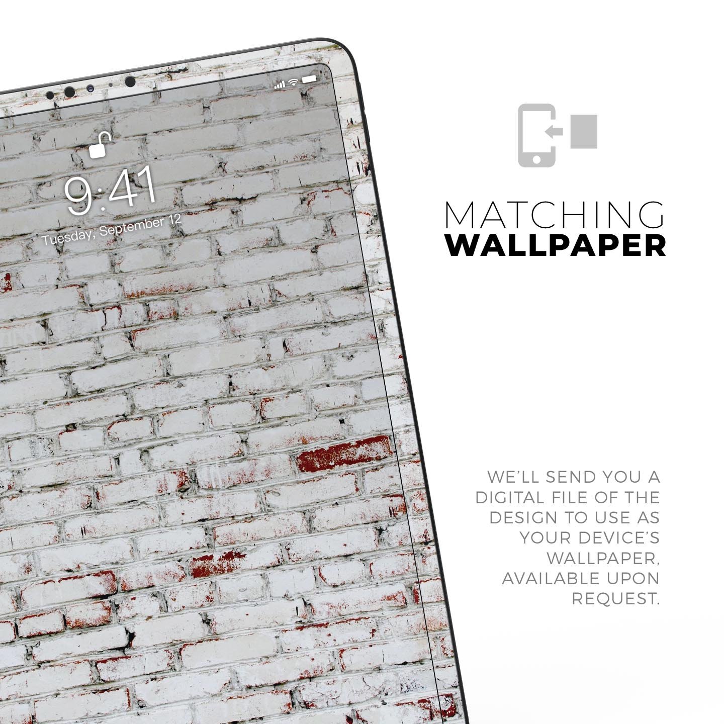 Grungy Red & White Brick Wall skin decal for Apple devices, showcasing a stylish design with a textured brick pattern.