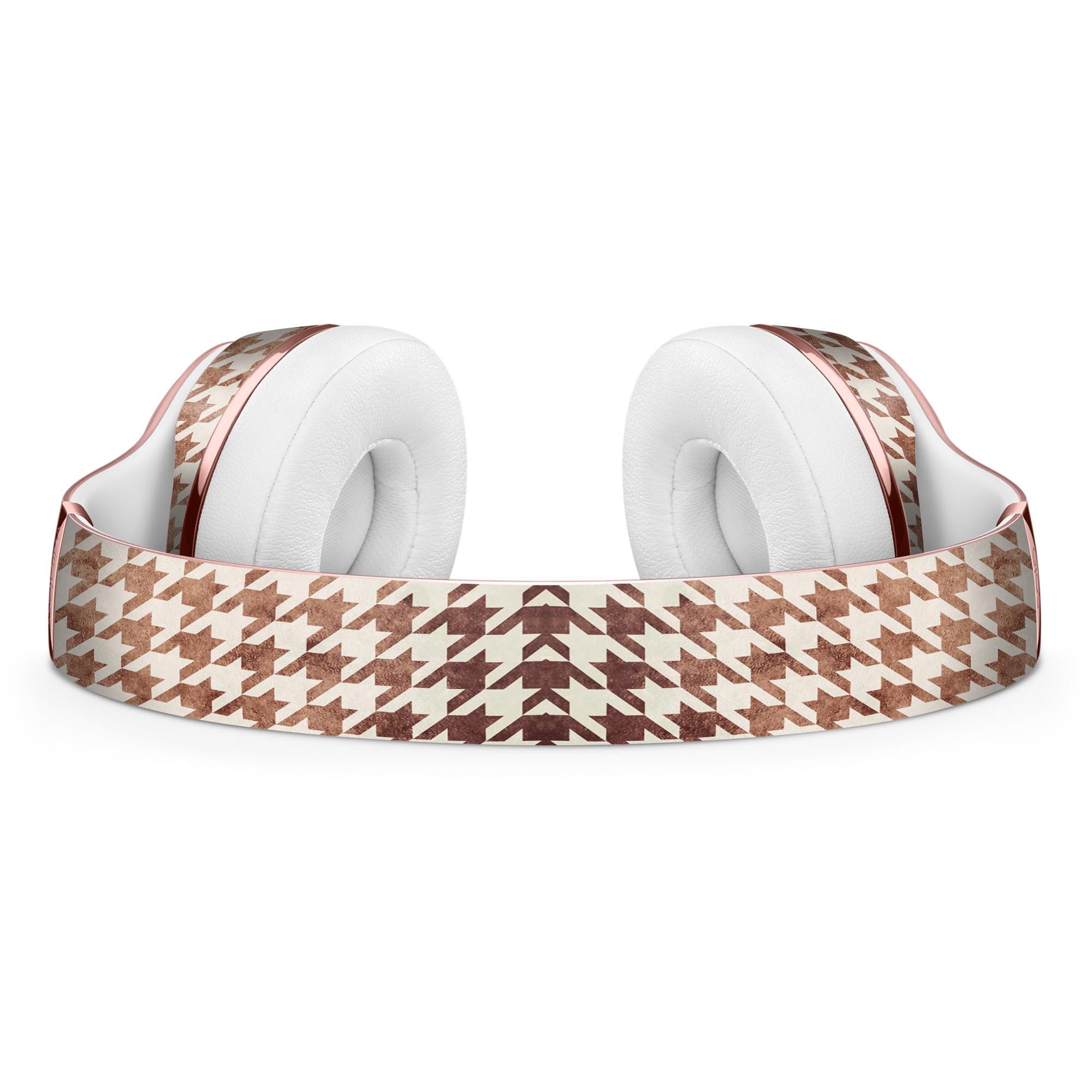 Grungy Tangerine Houndstooth Pattern Skin Kit for Beats by Dre Solo 3 Wireless Headphones, showcasing vibrant colors and stylish design.