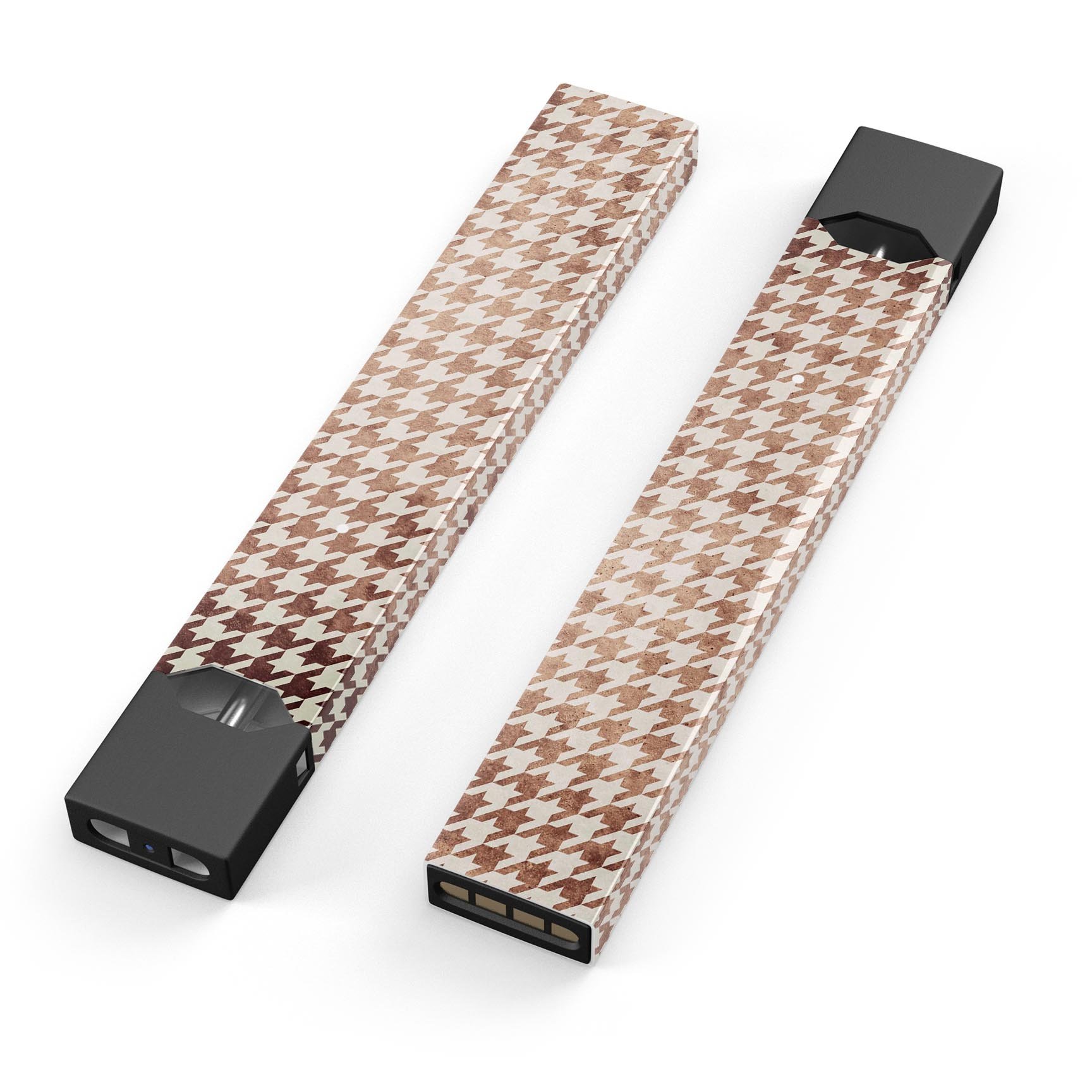 Grungy Tangerine Houndstooth Pattern decal for JUUL device, showcasing vibrant colors and stylish design.