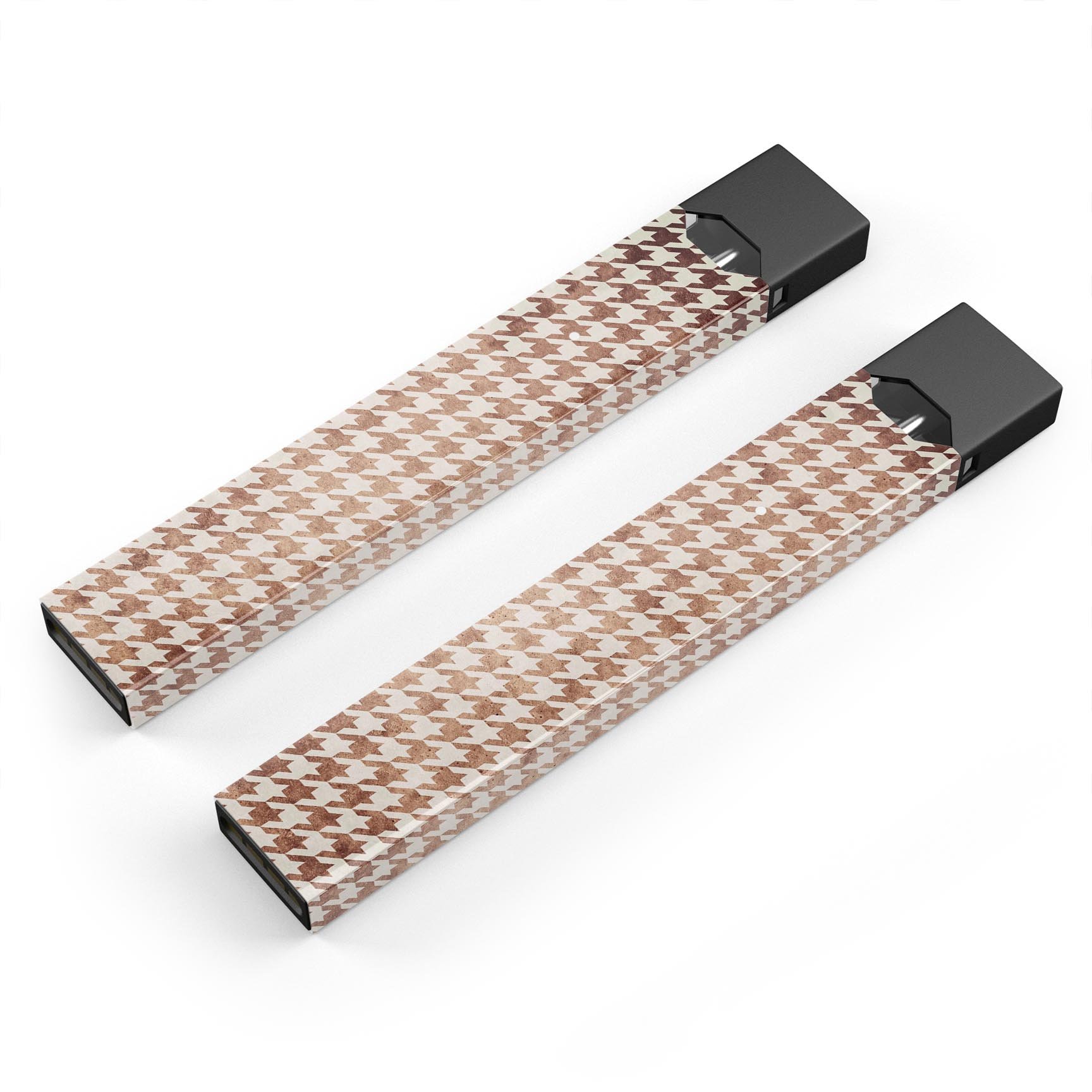 Grungy Tangerine Houndstooth Pattern decal for JUUL device, showcasing vibrant colors and stylish design.