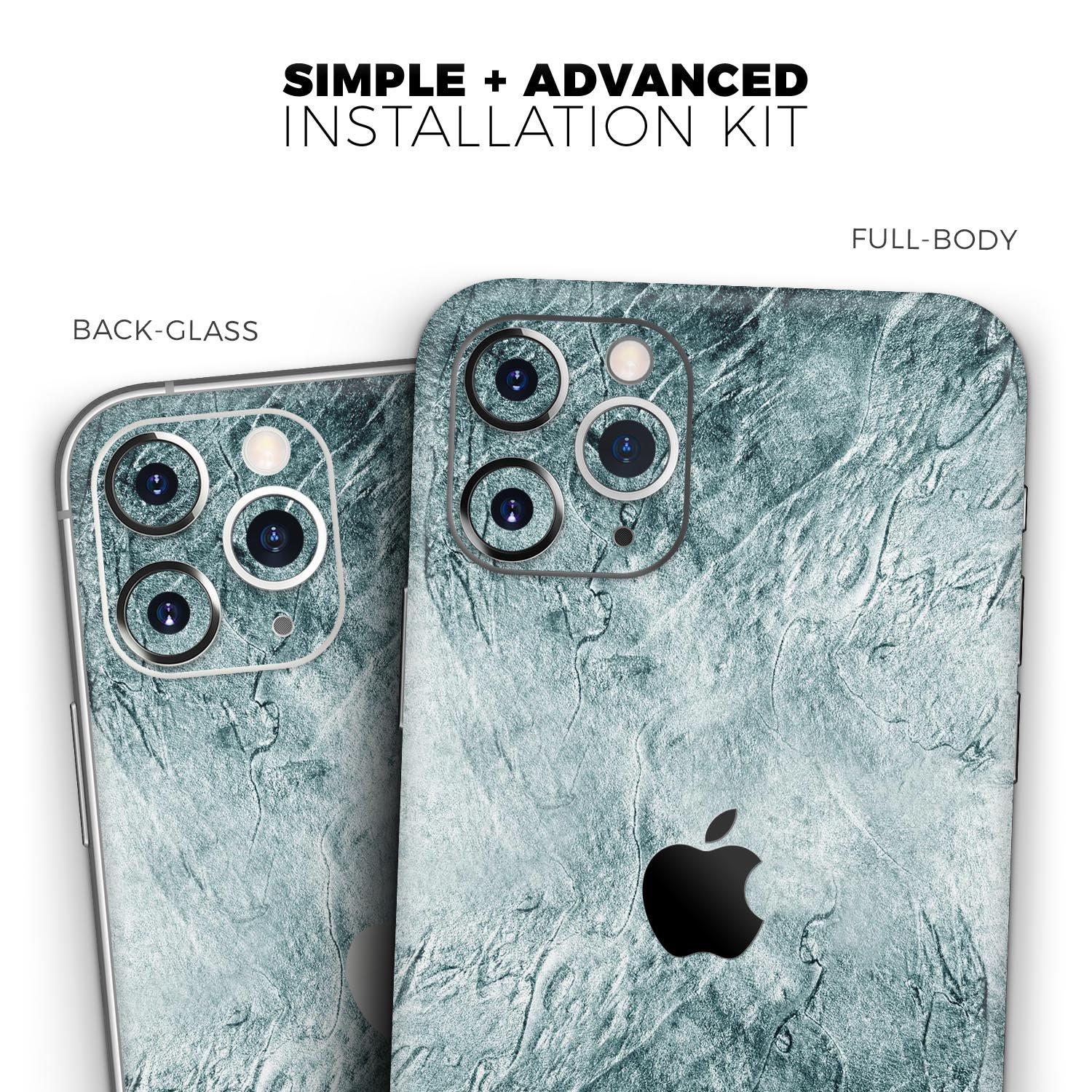 Grungy teal wavy abstract skin for Apple iPhone, showcasing vibrant colors and unique design.