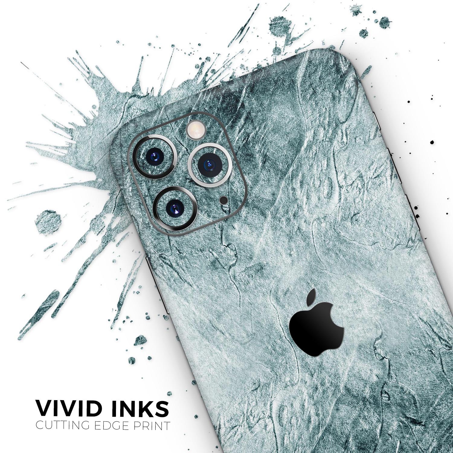 Grungy teal wavy abstract skin for Apple iPhone, showcasing vibrant colors and unique design.