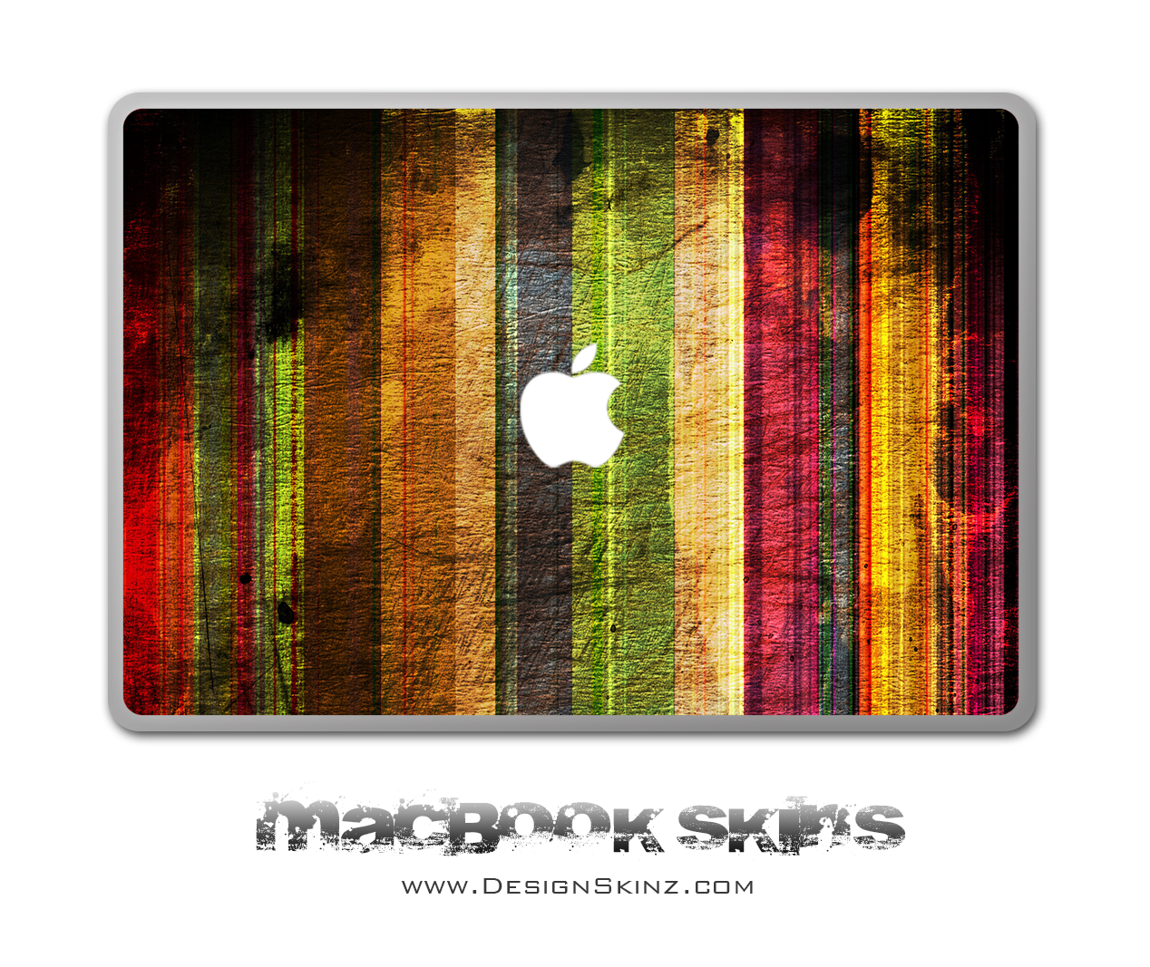 Grungy Vintage Striped MacBook Skin featuring a unique design, available for various MacBook sizes with Apple logo cutout.