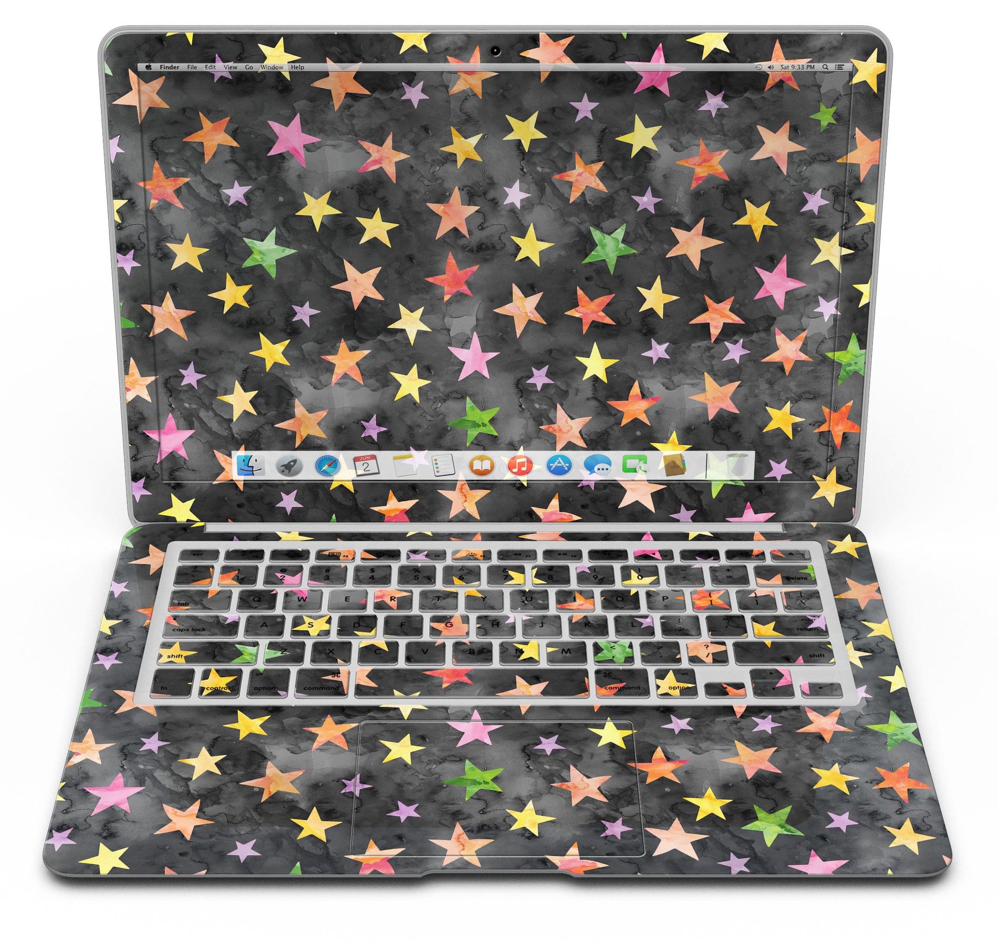 Halloween Color Stars MacBook Air Skin Kit featuring vibrant colors and a festive design, perfect for personalizing your device.