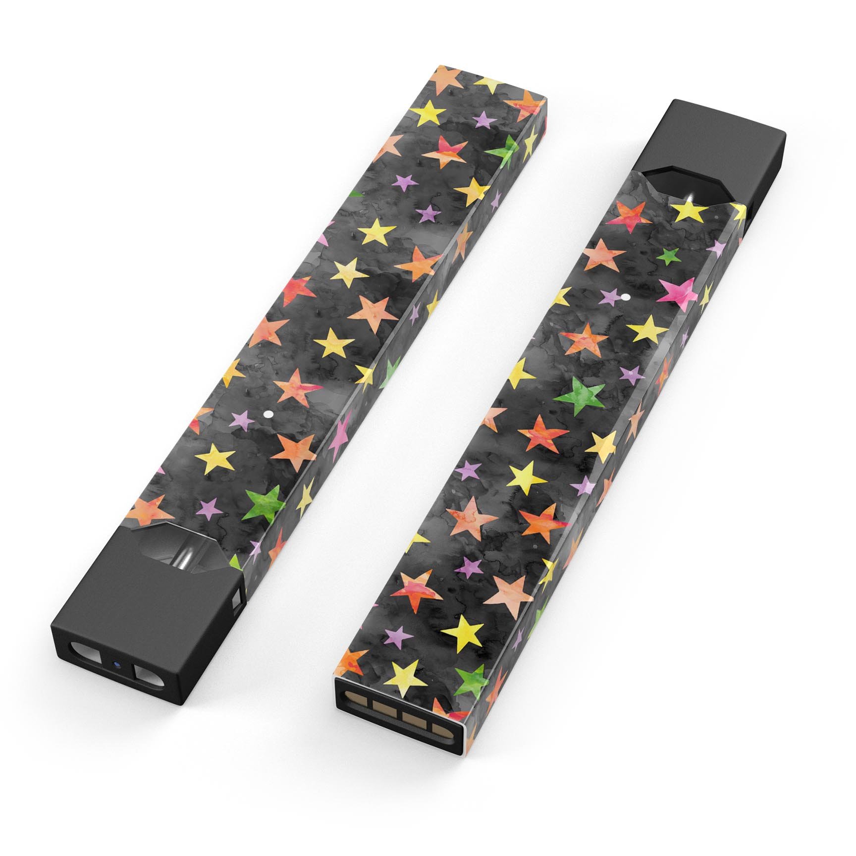 Halloween Color Stars premium decal skin for JUUL vaping device, featuring colorful star designs on a protective wrap.