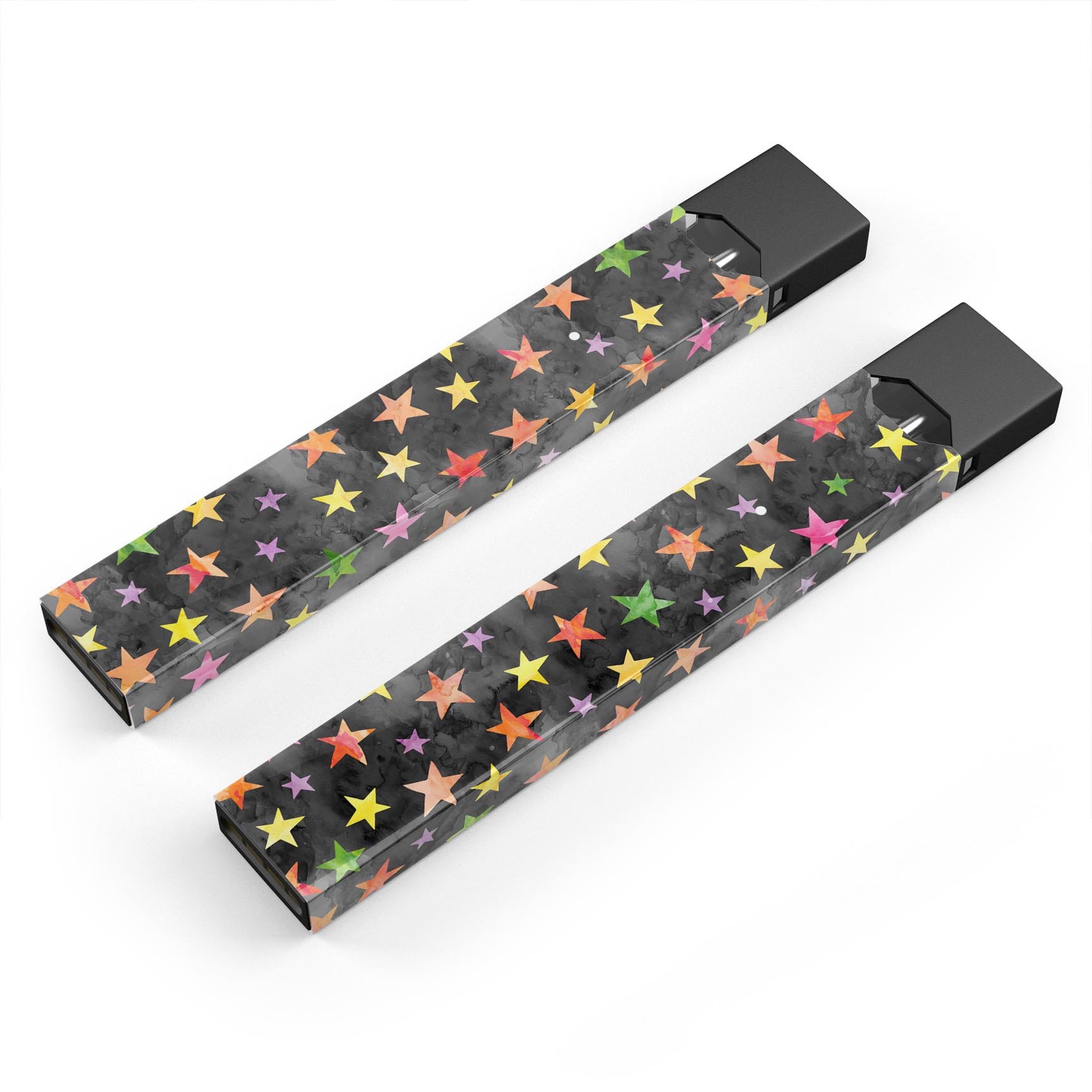 Halloween Color Stars premium decal skin for JUUL vaping device, featuring colorful star designs on a protective wrap.