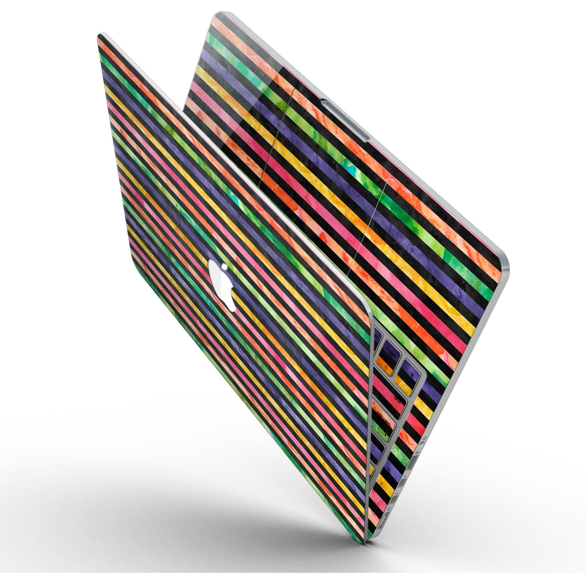 Halloween Color Stripes skin for MacBook Pro with Retina Display, showcasing vibrant colors and a stylish design.