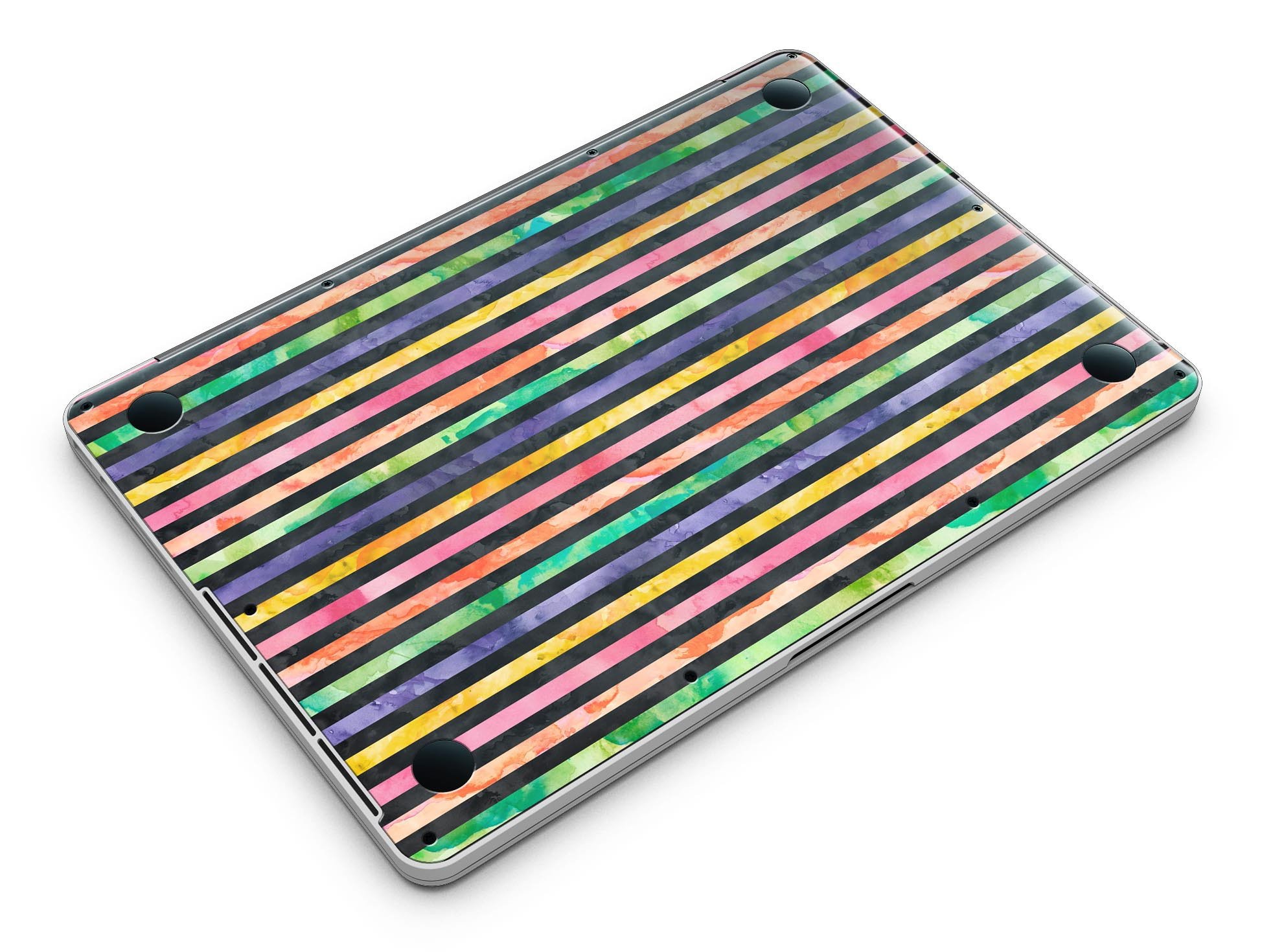 Halloween Color Stripes skin for MacBook Pro with Retina Display, showcasing vibrant colors and a stylish design.