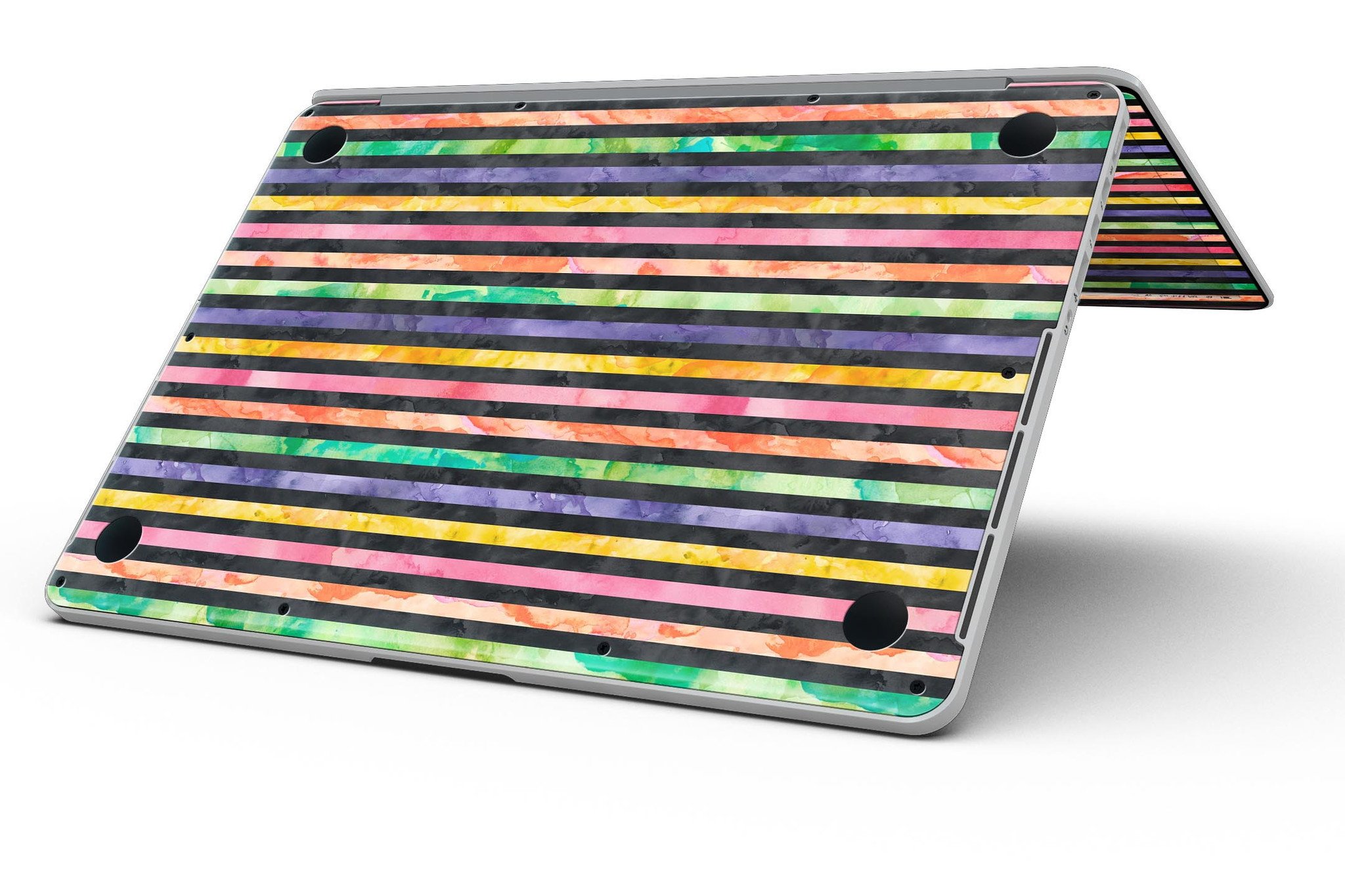 Halloween Color Stripes skin for MacBook Pro with Retina Display, showcasing vibrant colors and a stylish design.