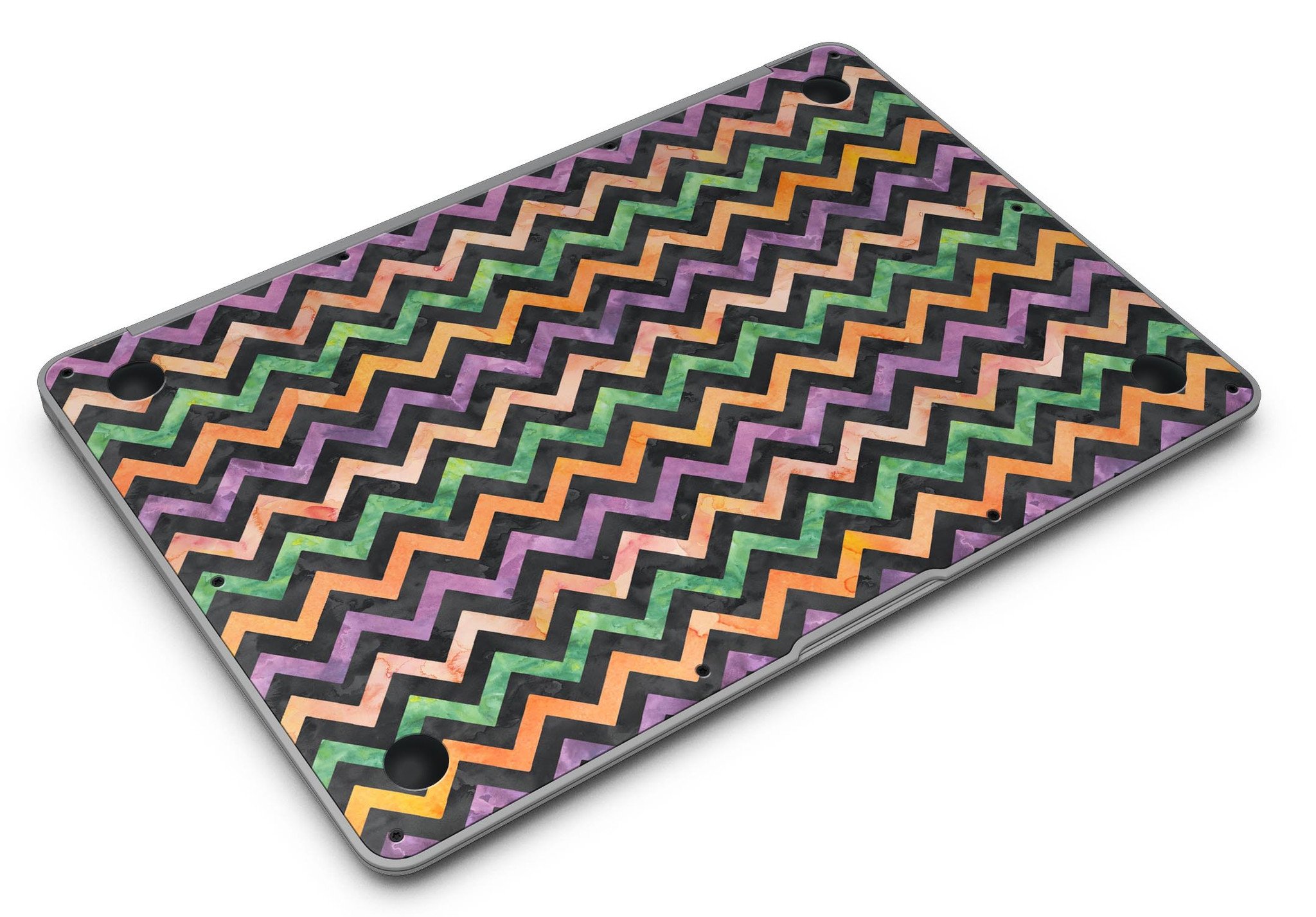 Halloween Watercolor Chevron Pattern MacBook Air Skin Kit showcasing vibrant colors and unique design.