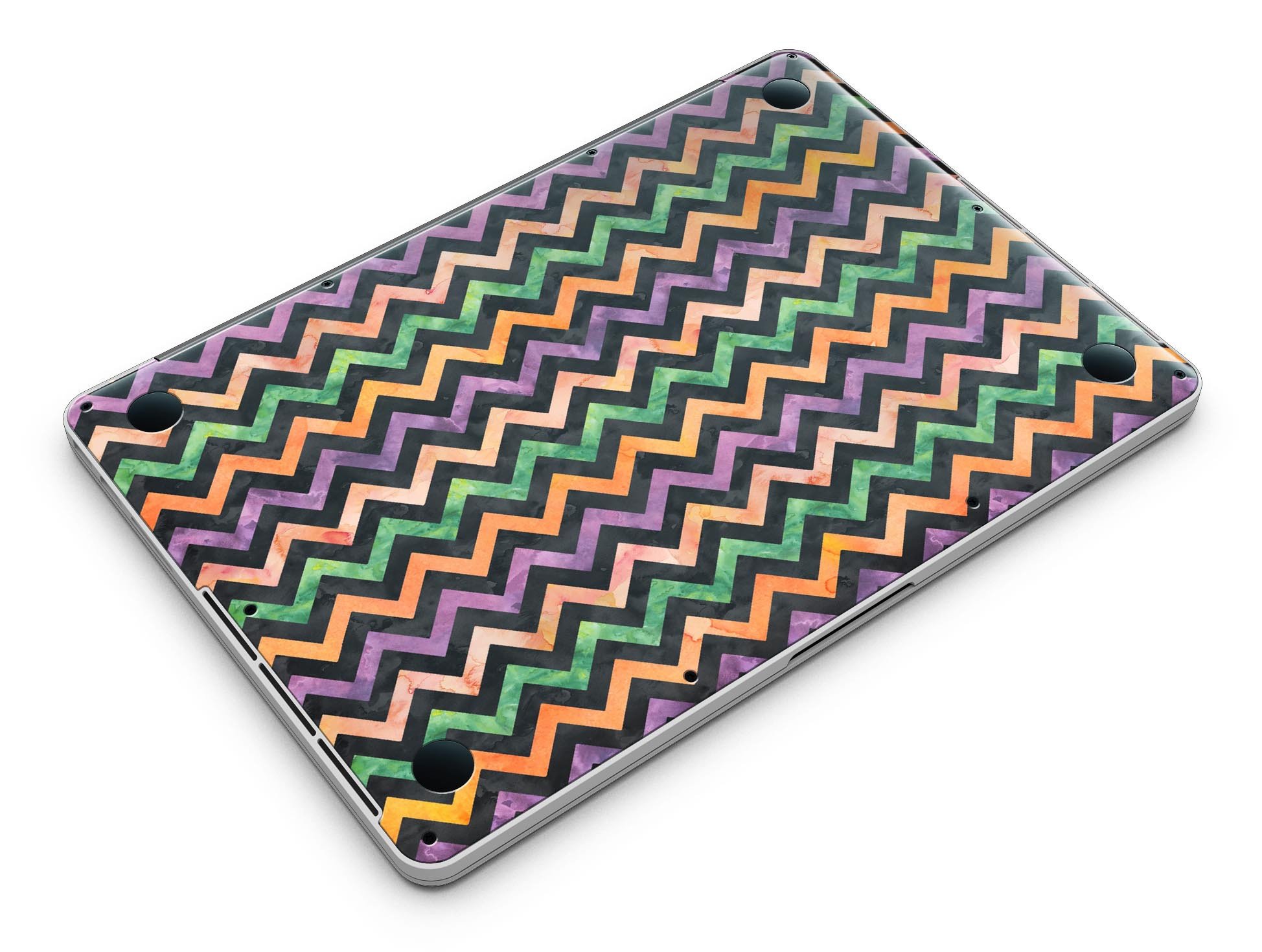 Halloween Watercolor Chevron Pattern skin for MacBook Pro with Retina Display, showcasing vibrant colors and unique design.