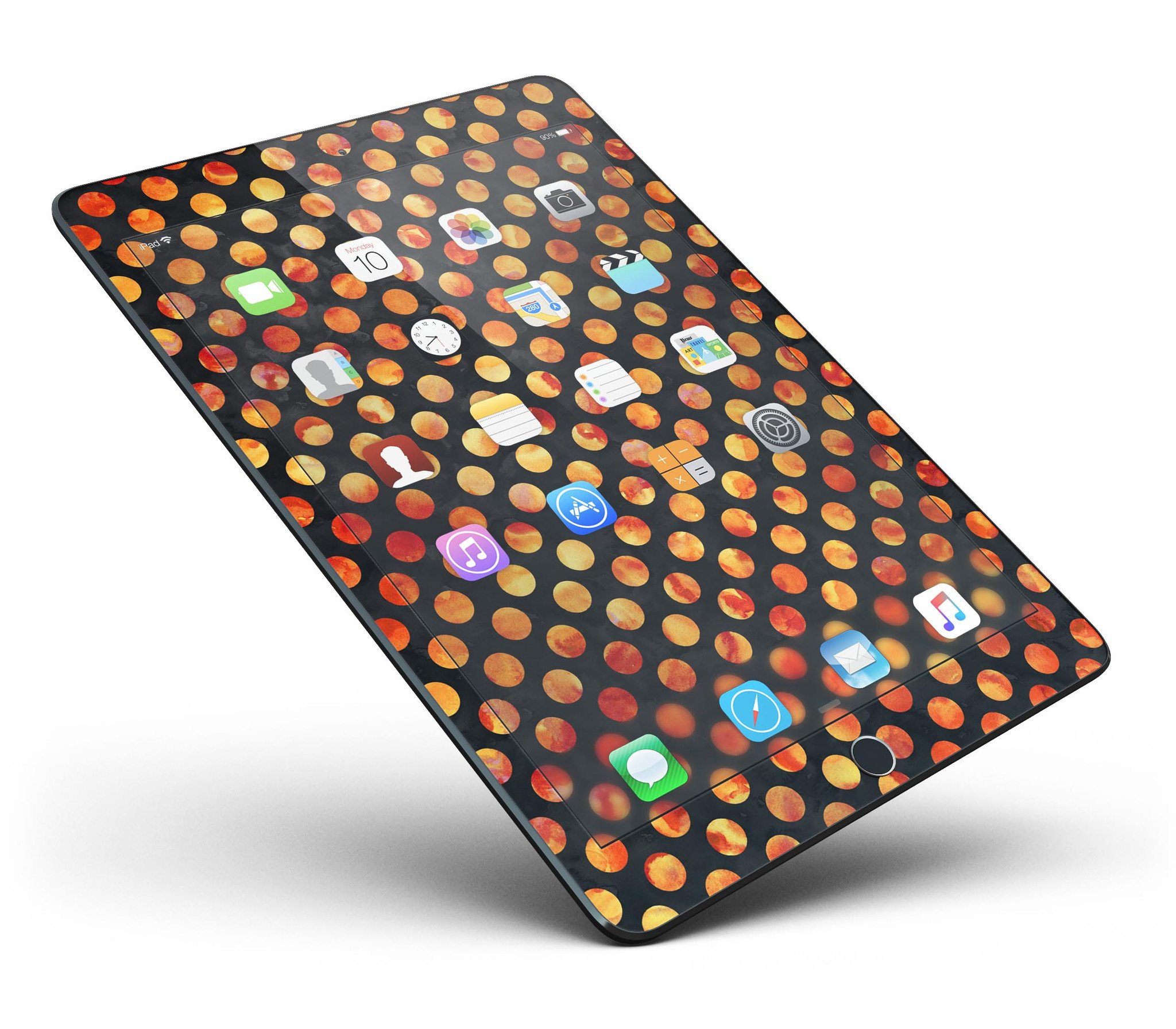 Halloween Watercolor Dots Full Body Skin for iPad Pro, showcasing vibrant colors and unique design.