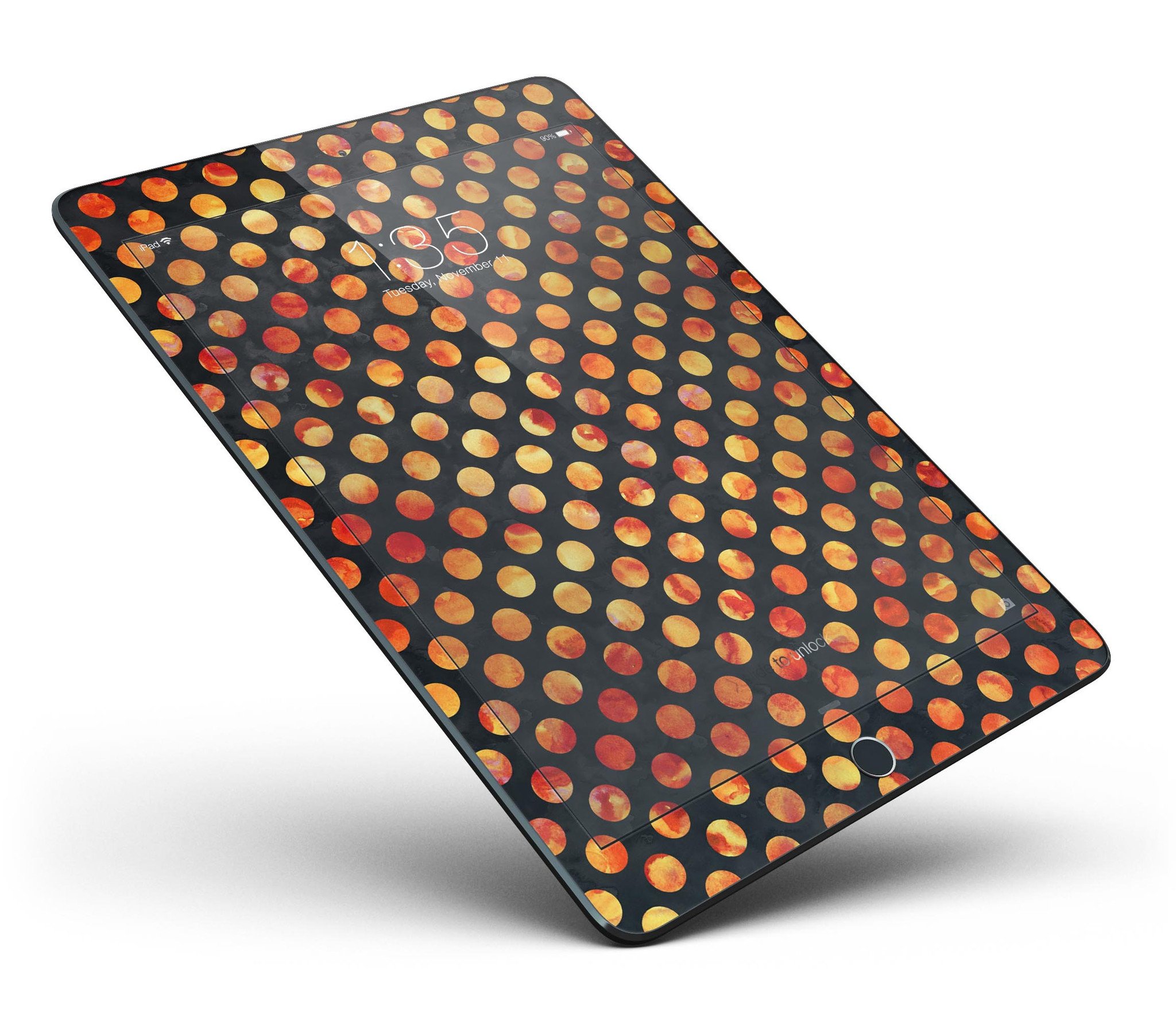 Halloween Watercolor Dots Full Body Skin for iPad Pro, showcasing vibrant colors and unique design.