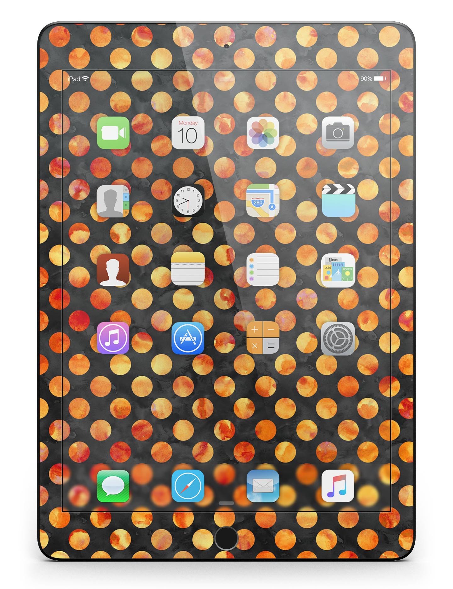 Halloween Watercolor Dots Full Body Skin for iPad Pro, showcasing vibrant colors and unique design.