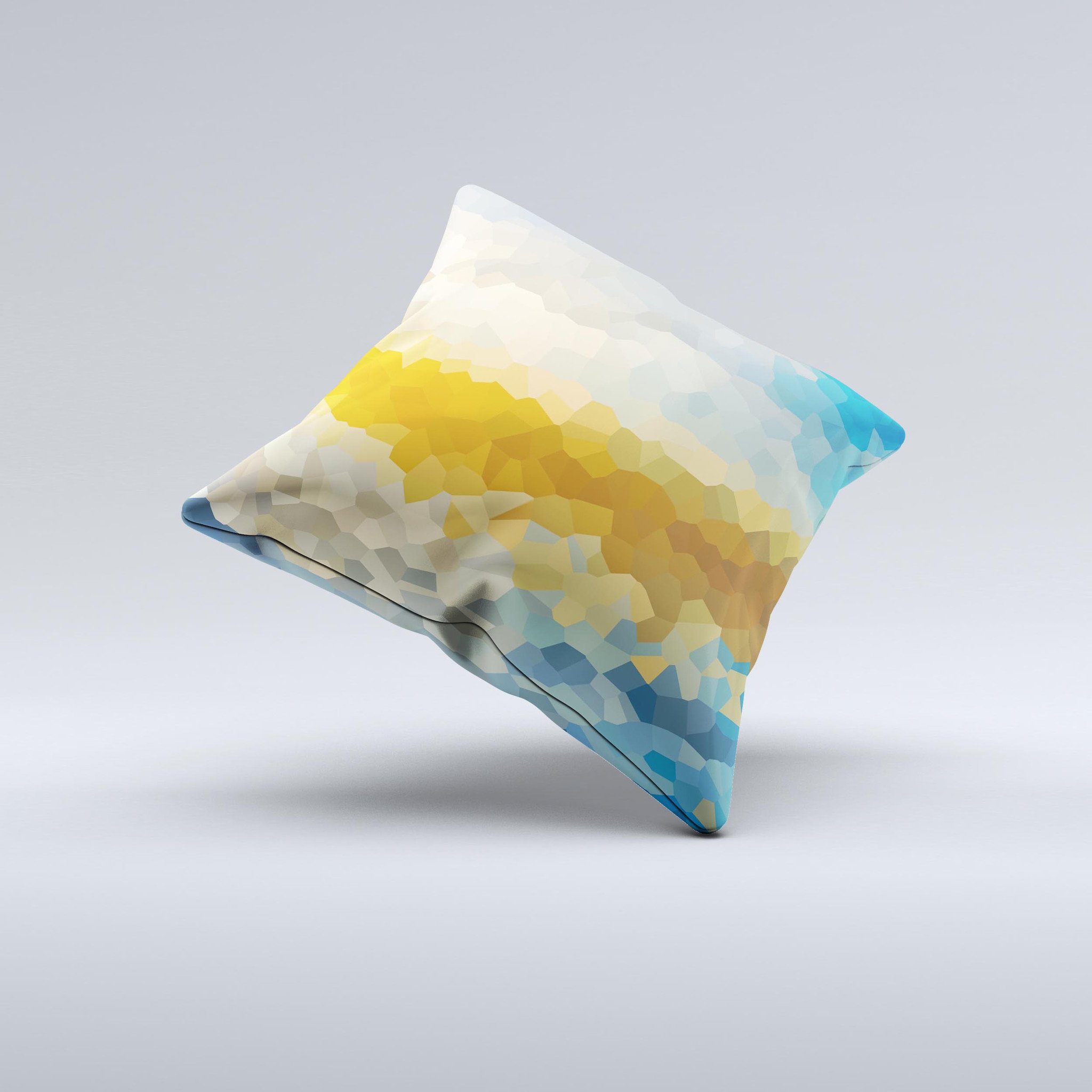 Hammered Sunset Ink-Fuzed Decorative Throw Pillow showcasing vibrant colors and unique handcrafted design.