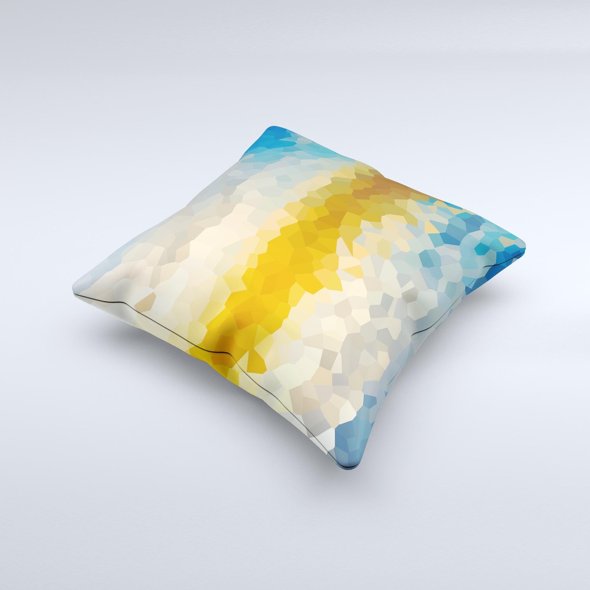 Hammered Sunset Ink-Fuzed Decorative Throw Pillow showcasing vibrant colors and unique handcrafted design.